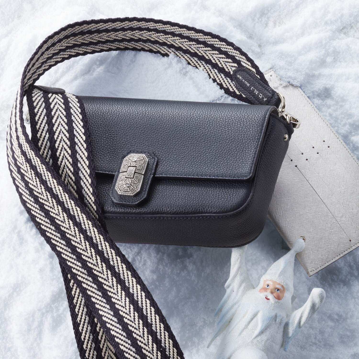 エーディーエムジェイ スリムウォレット付 スパニッシュレザー アールデコモティーフ ２ウェイミニバッグ