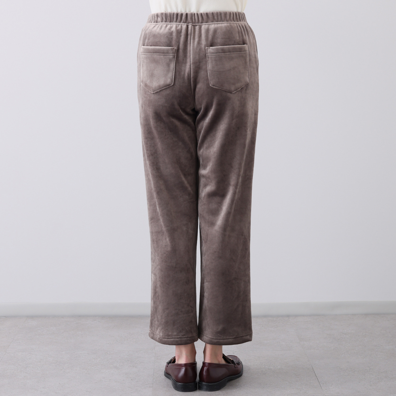 アトリエール 蓄熱保温 両面ベロア スタイリッシュ ワイドパンツ