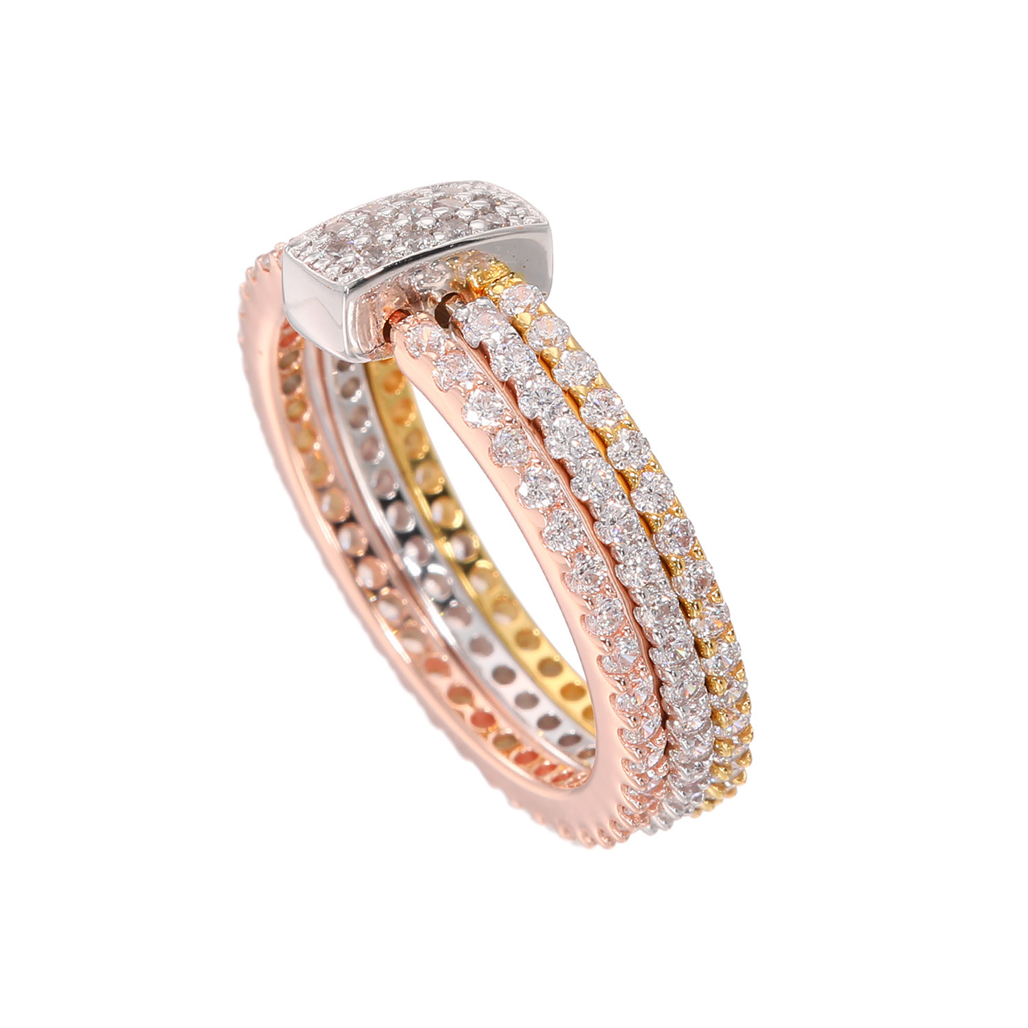 ブリランテステッラ シルバー ＣＺ トリカラー エレガントライン ３連エタニティリング