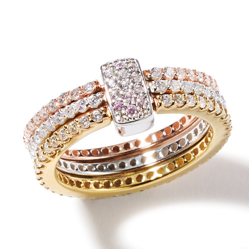 ブリランテステッラ シルバー ＣＺ トリカラー エレガントライン ３連エタニティリング