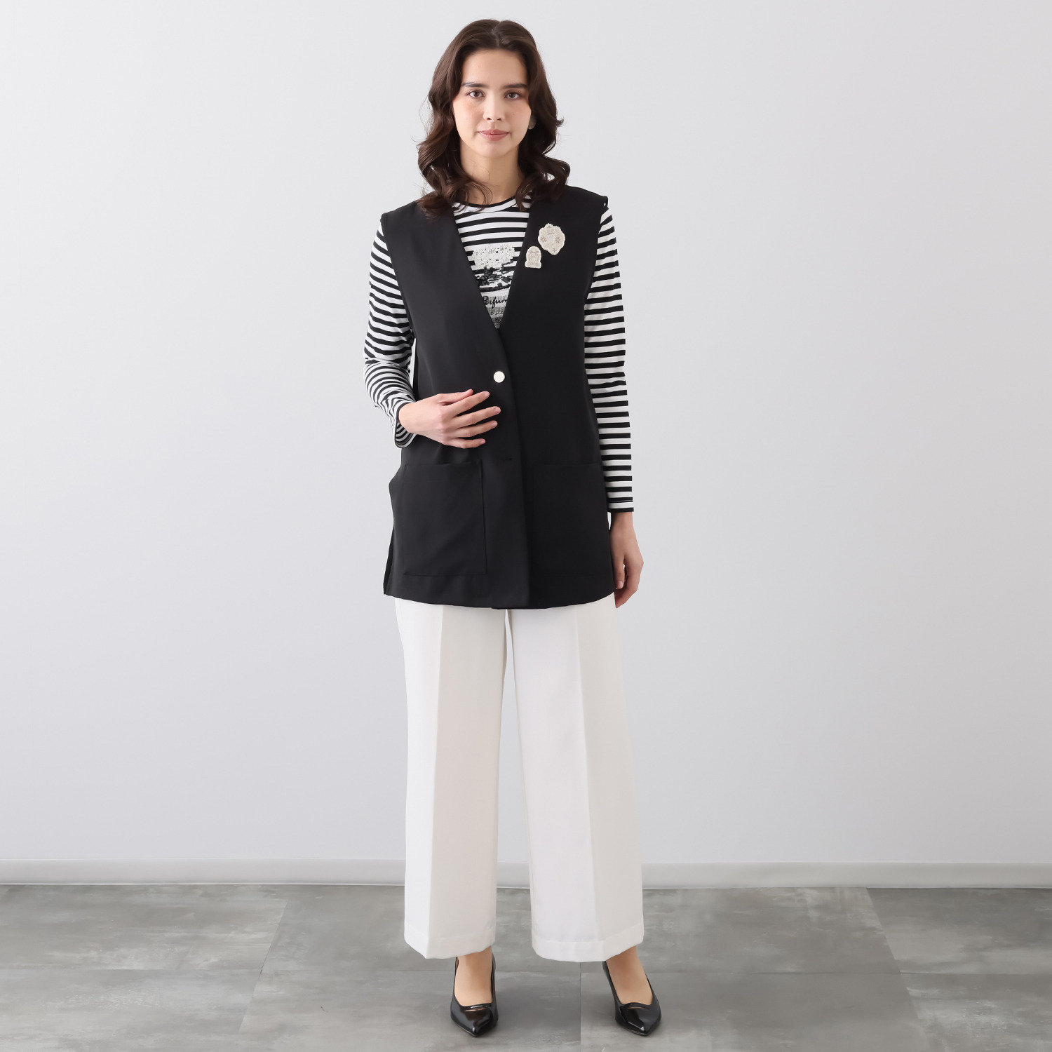 フィル・クロレ 日本製 ガラスビーズ刺しゅう ブローチ ２個セット