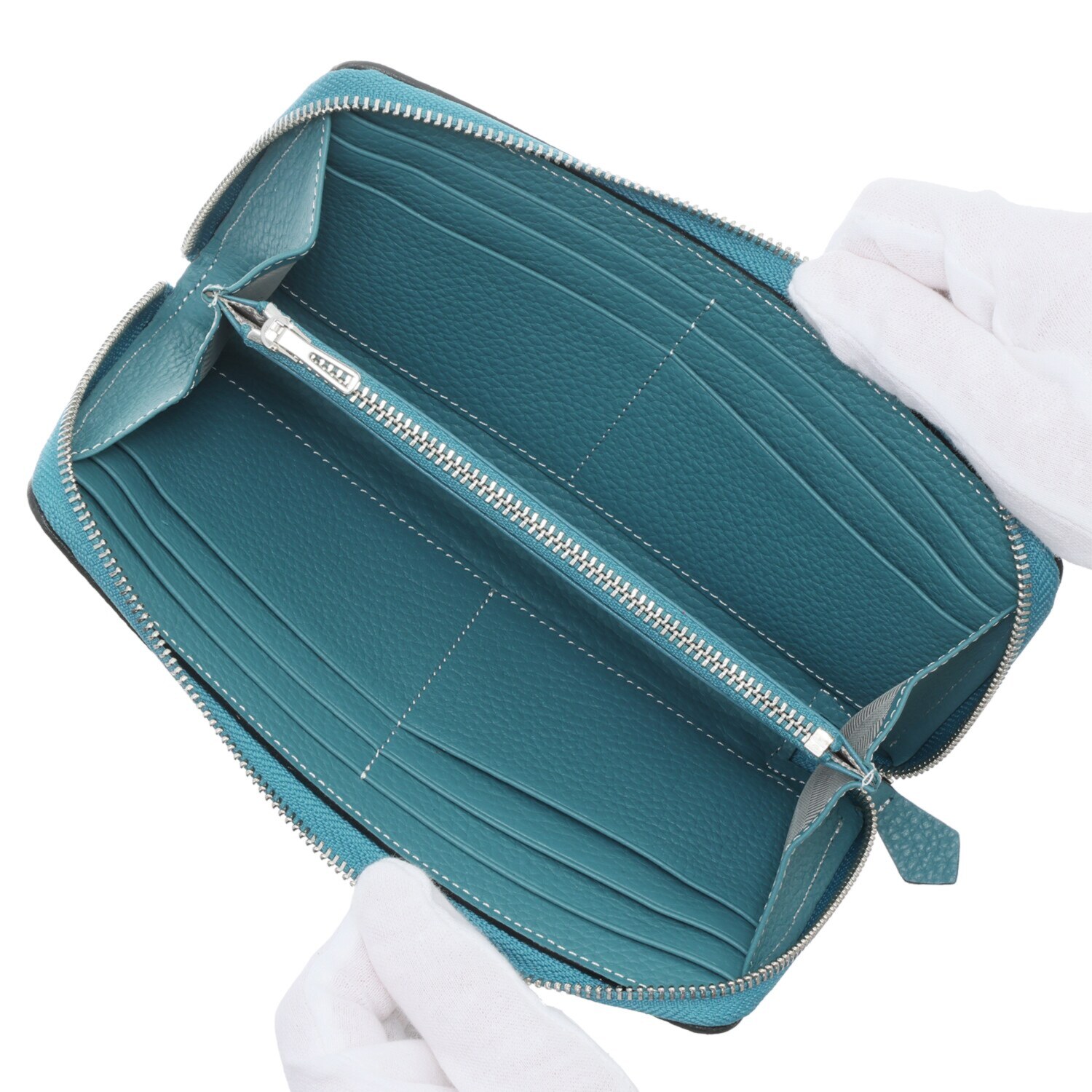 モーヴ 牛革シュリンク型押し ラウンド長財布