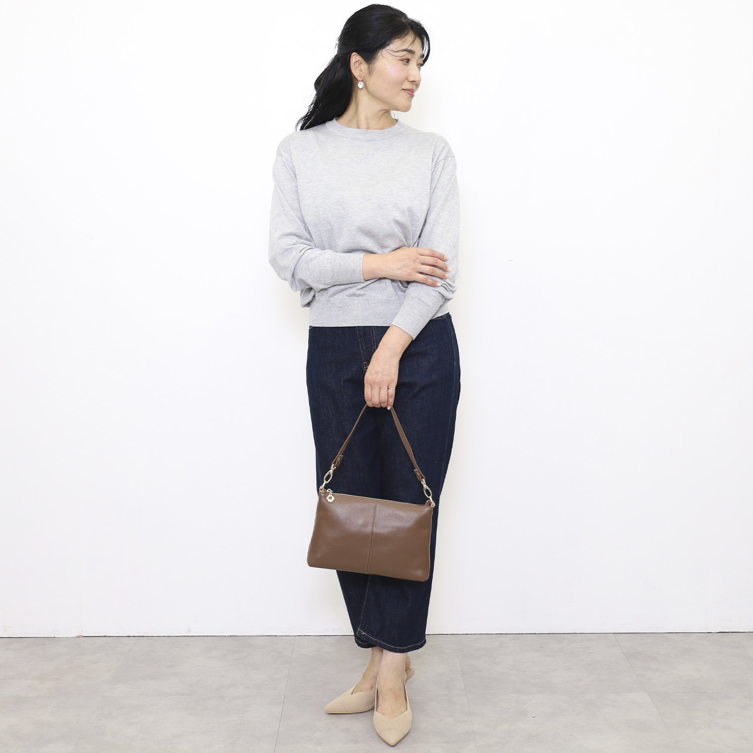 クーコ 牛革シュリンク型押し ２ウェイ ショルダーバッグ