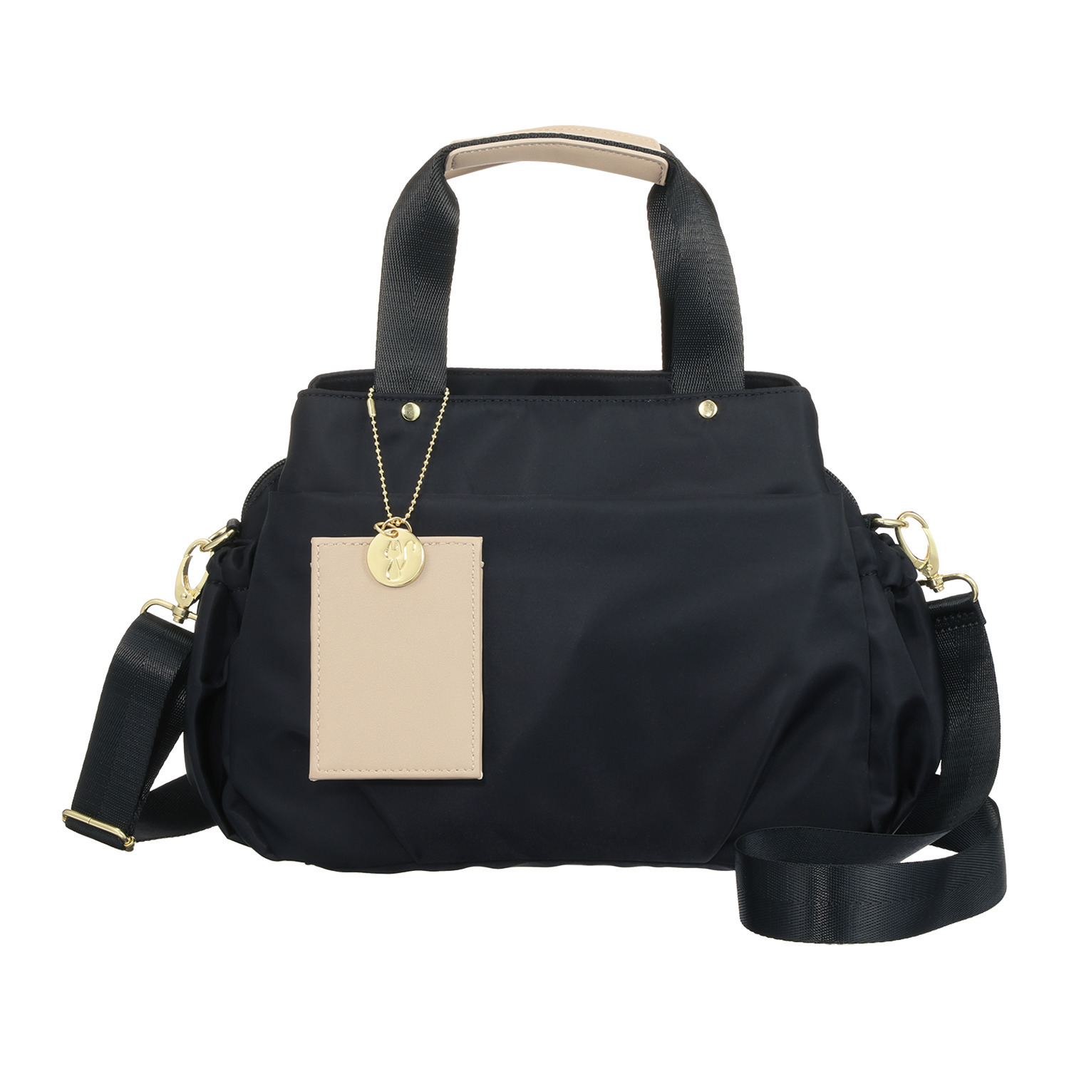 マドモワゼル　ザザ はっ水ナイロン パスケース付 ポケットがいっぱい！ 軽量２ウェイバッグ