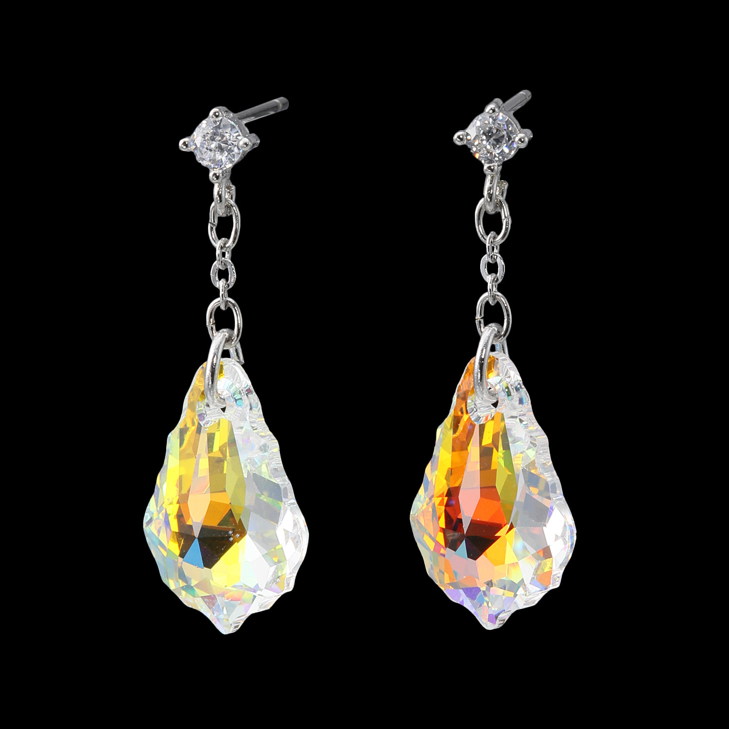 キラキラギフト バイ　アビステ クリスタルガラス＆ ビジュウ ドロップ イヤリング／ピアス