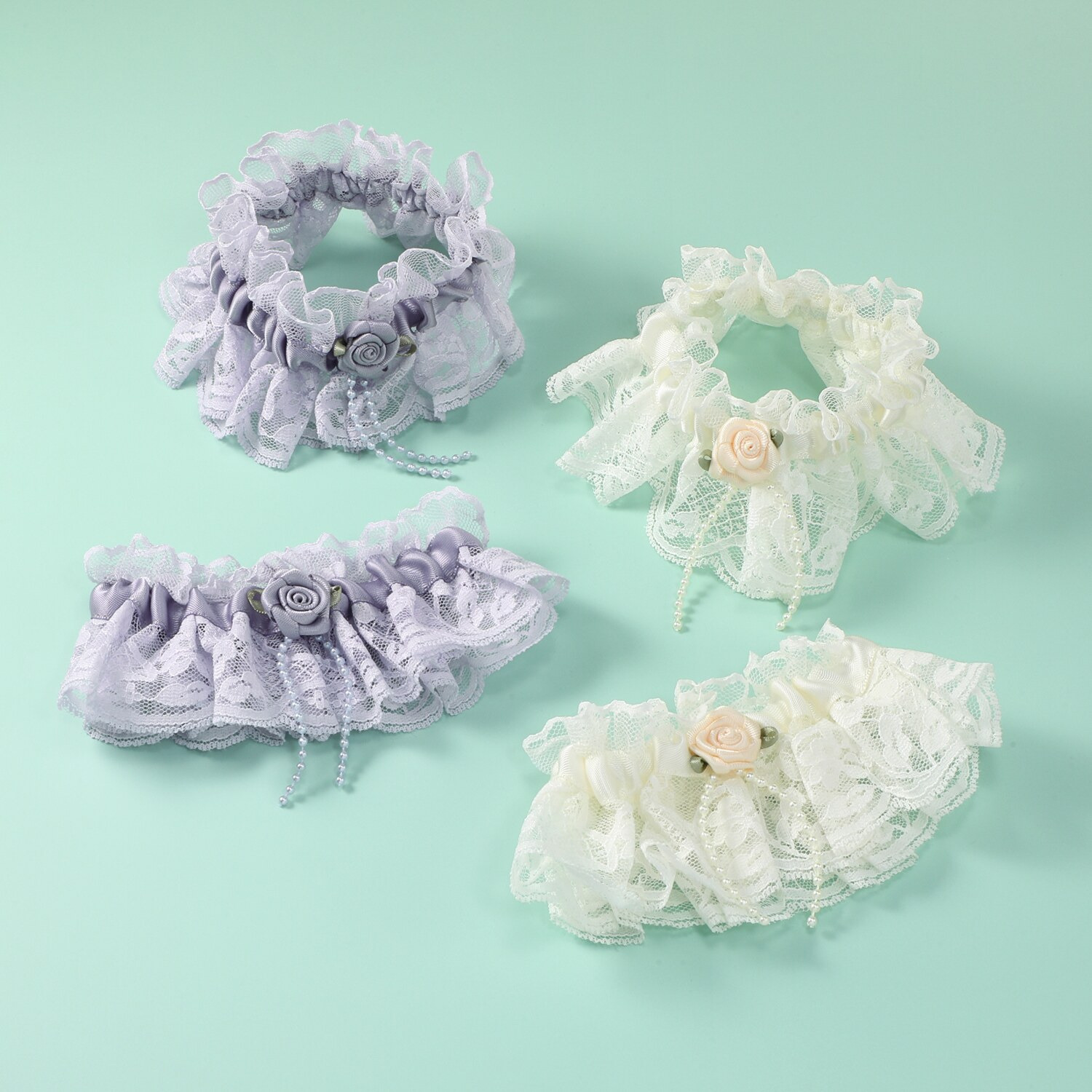 ラ　ルイス パール調ビジュウ＆ ローズモティーフ アームバンド２色セット