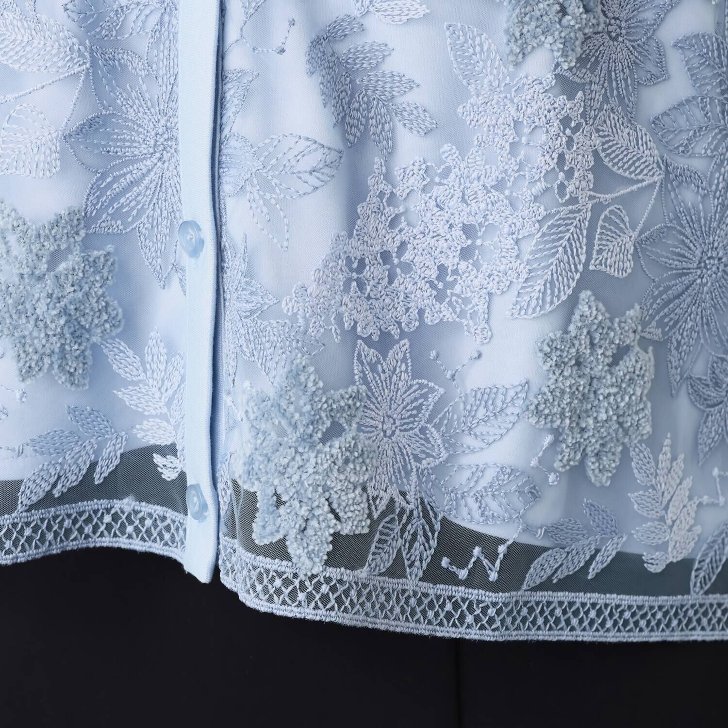 ルクオーレ シェニールアクセント レース切替 Ｖネックカーディガン