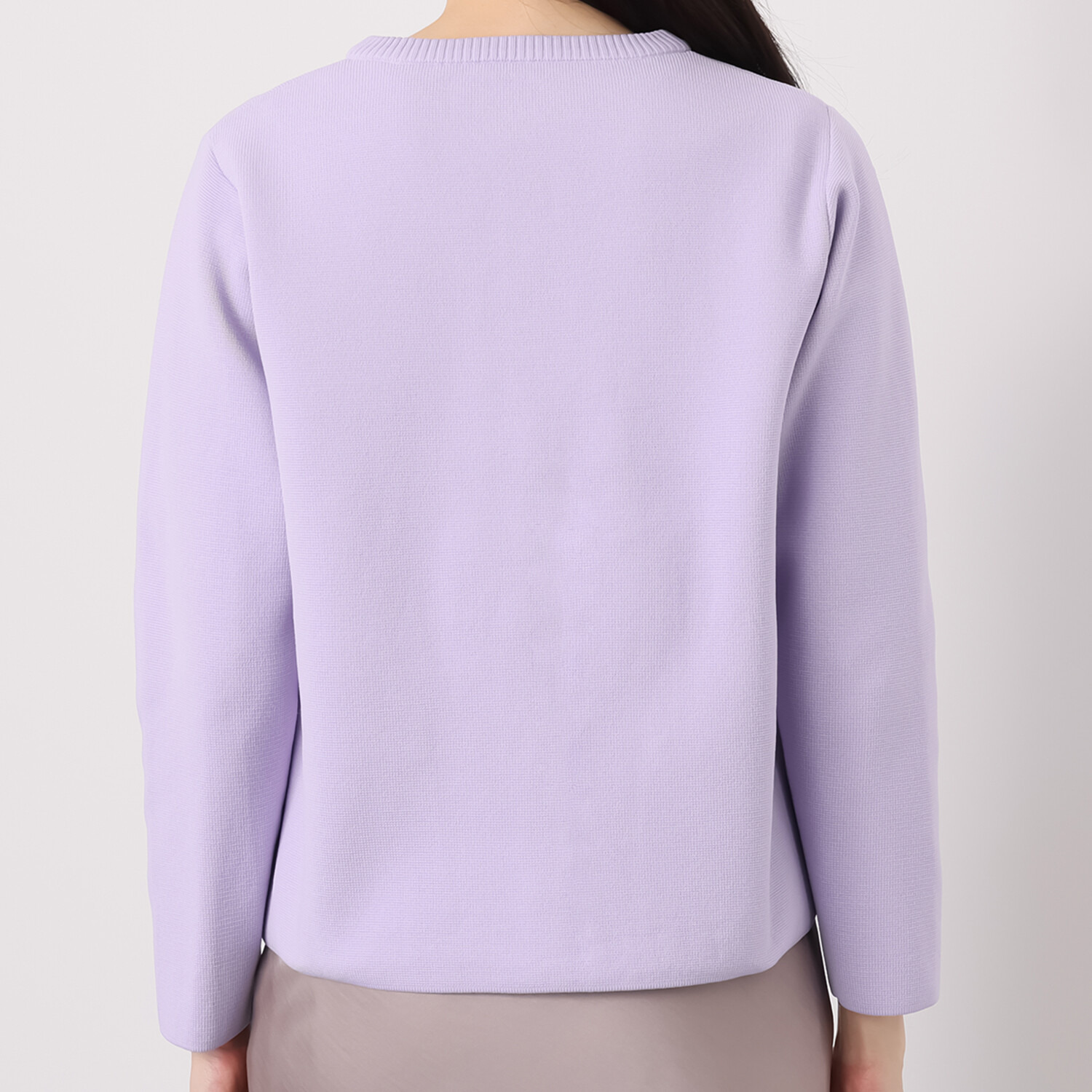 ルクオーレ きちんと見え パール調ボタンアクセント ハーフミラノリブ編 ニットカーディガン