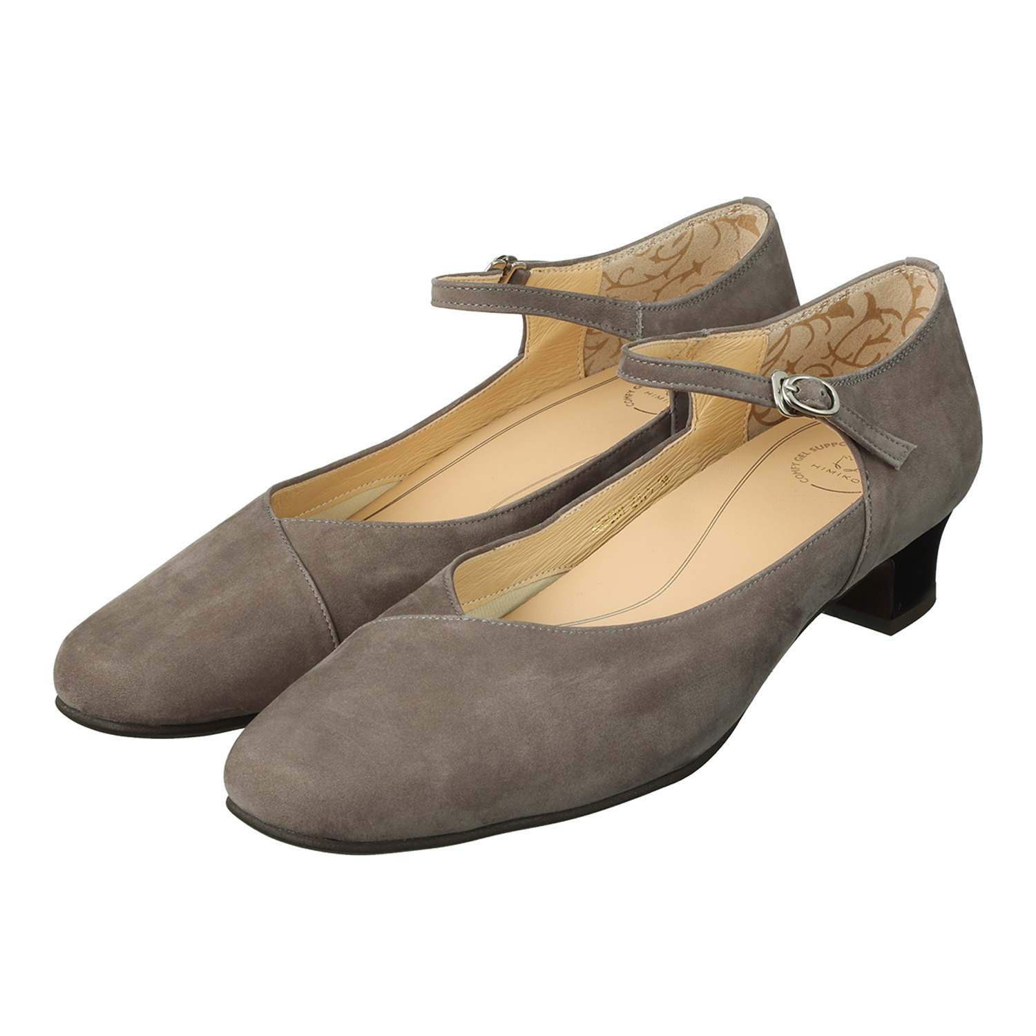 卑弥呼 “快適ウォークシリーズ” 日本製　はっ水牛革 ３．５ｃｍヒール ストラップパンプス