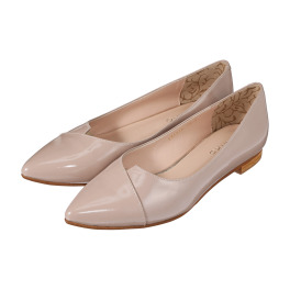 卑弥呼 日本製 はっ水レザー アシンメトリーVカット ソフトフラットパンプス