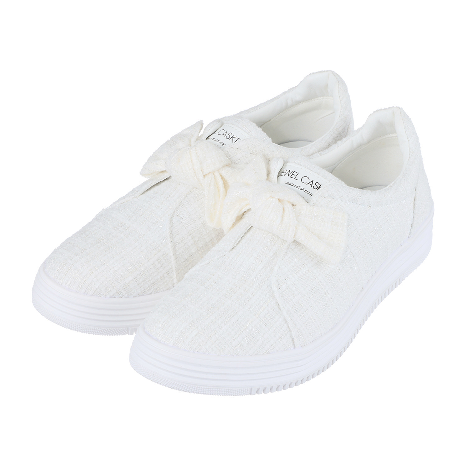 ジュエルキャスケット リボンアクセント ウェッジソールスリッポン