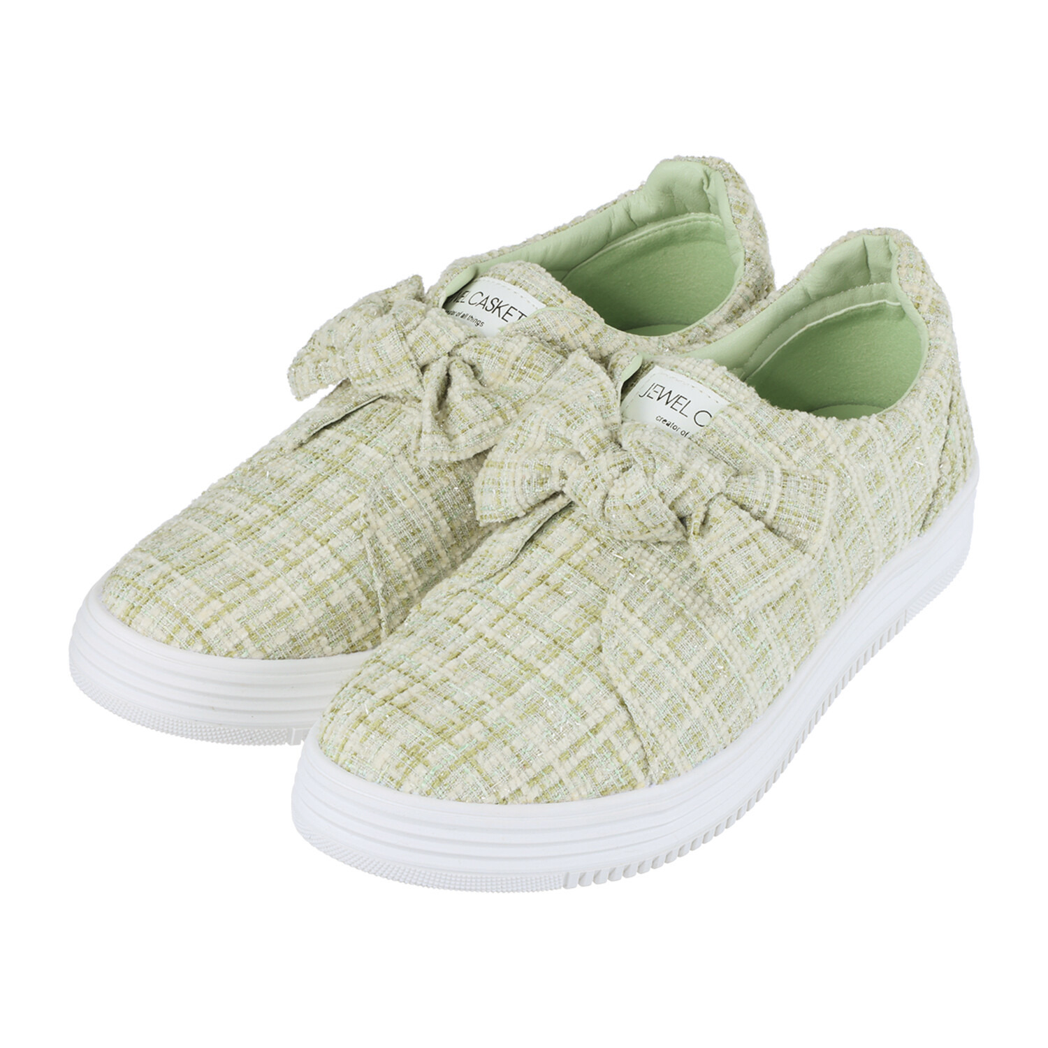 ジュエルキャスケット リボンアクセント ウェッジソールスリッポン