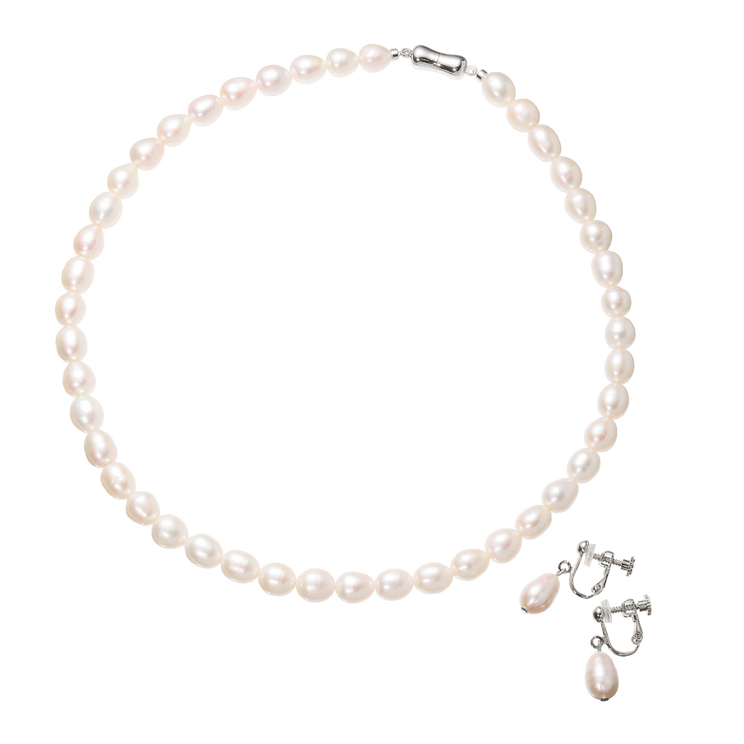 グランシフォレ 淡水パール マグネットネックレス＆ スウィング イヤリング／ピアス