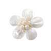 グランシフォレ 淡水パール＆シェル フラワーモティーフ ブローチ