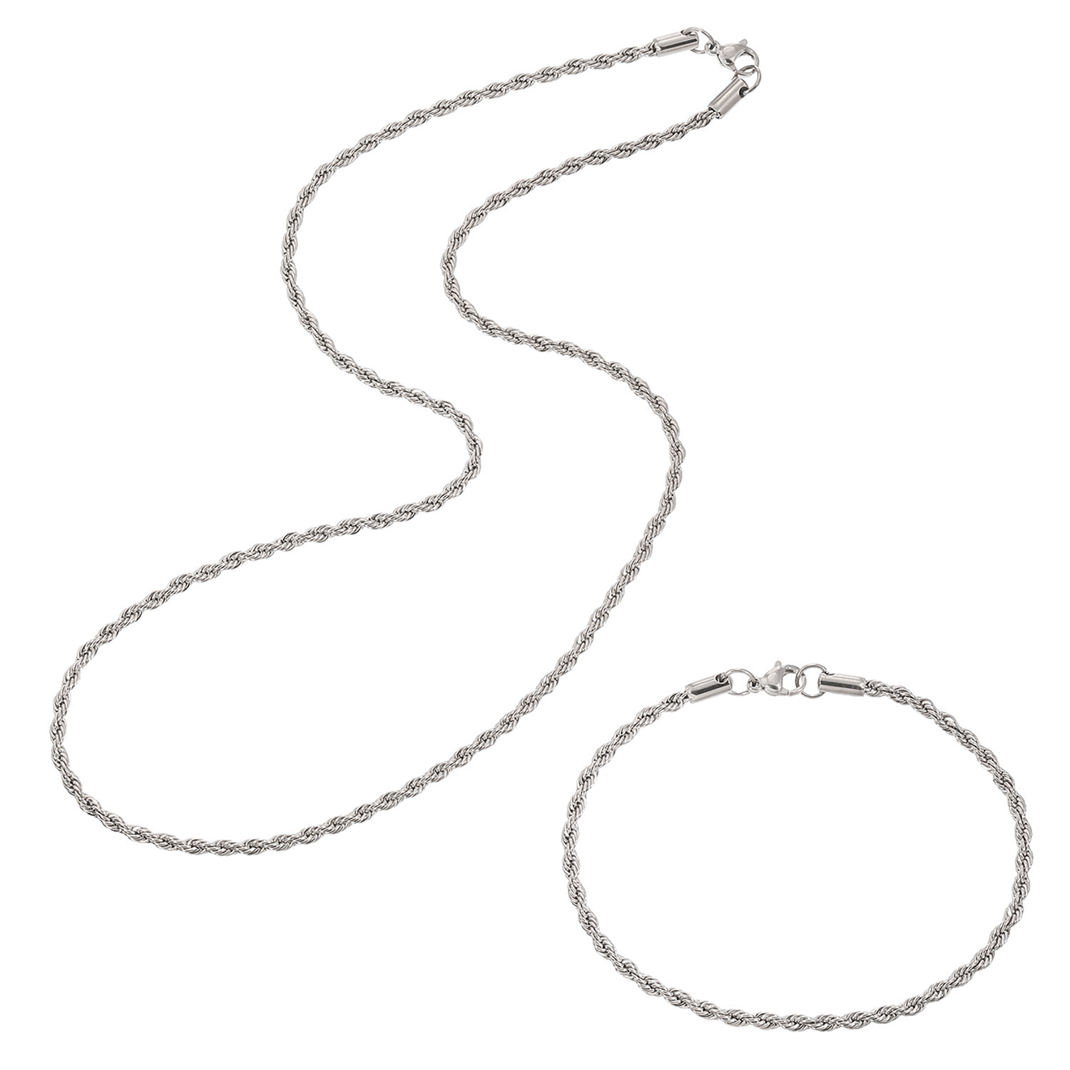 エービーステン ステンレス ツイストチェーン ネックレス＆ ブレスレットセット
