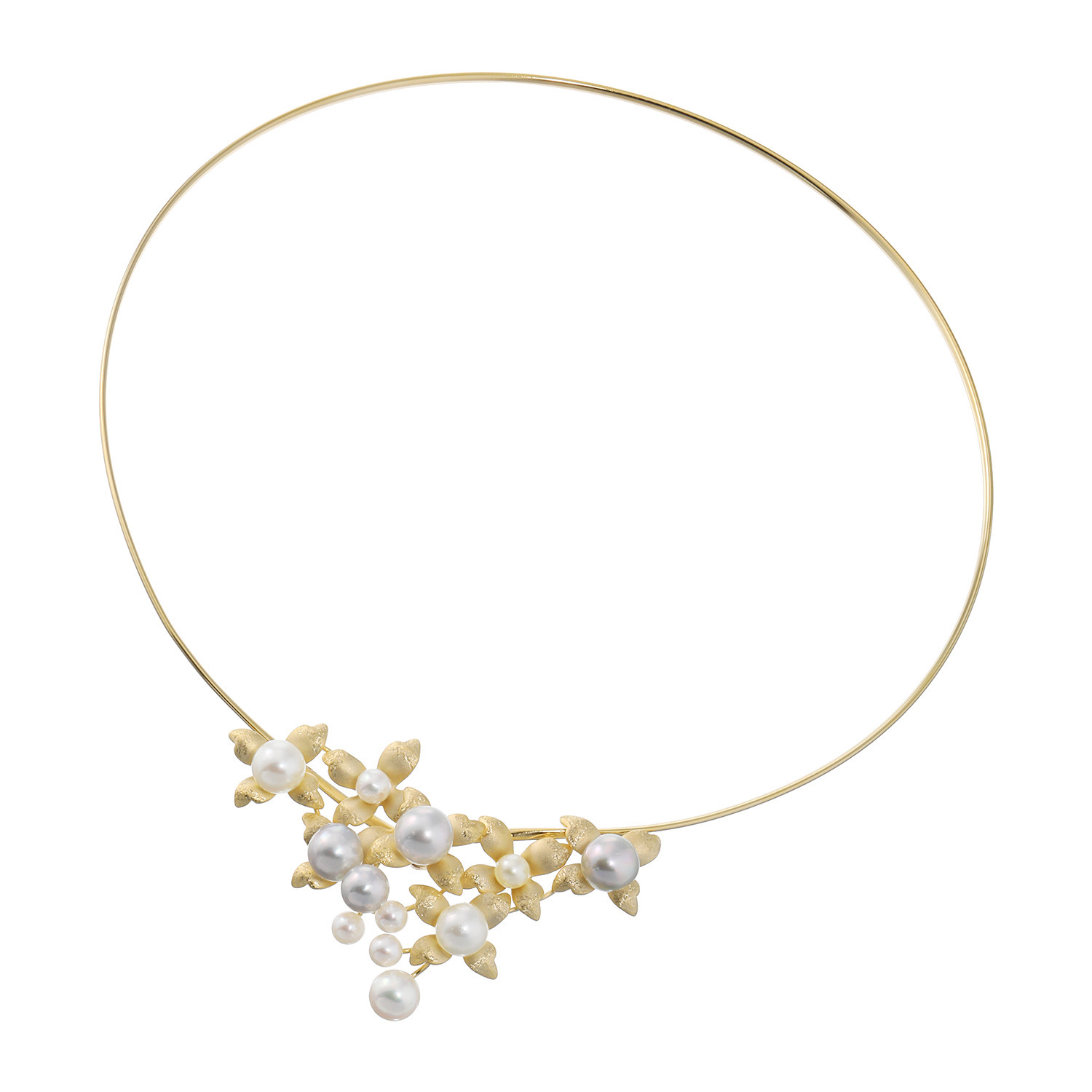 パール　ユリマ シルバー 宇和島産　無調色越物 アコヤパール ライラックモティーフ オメガネックレス