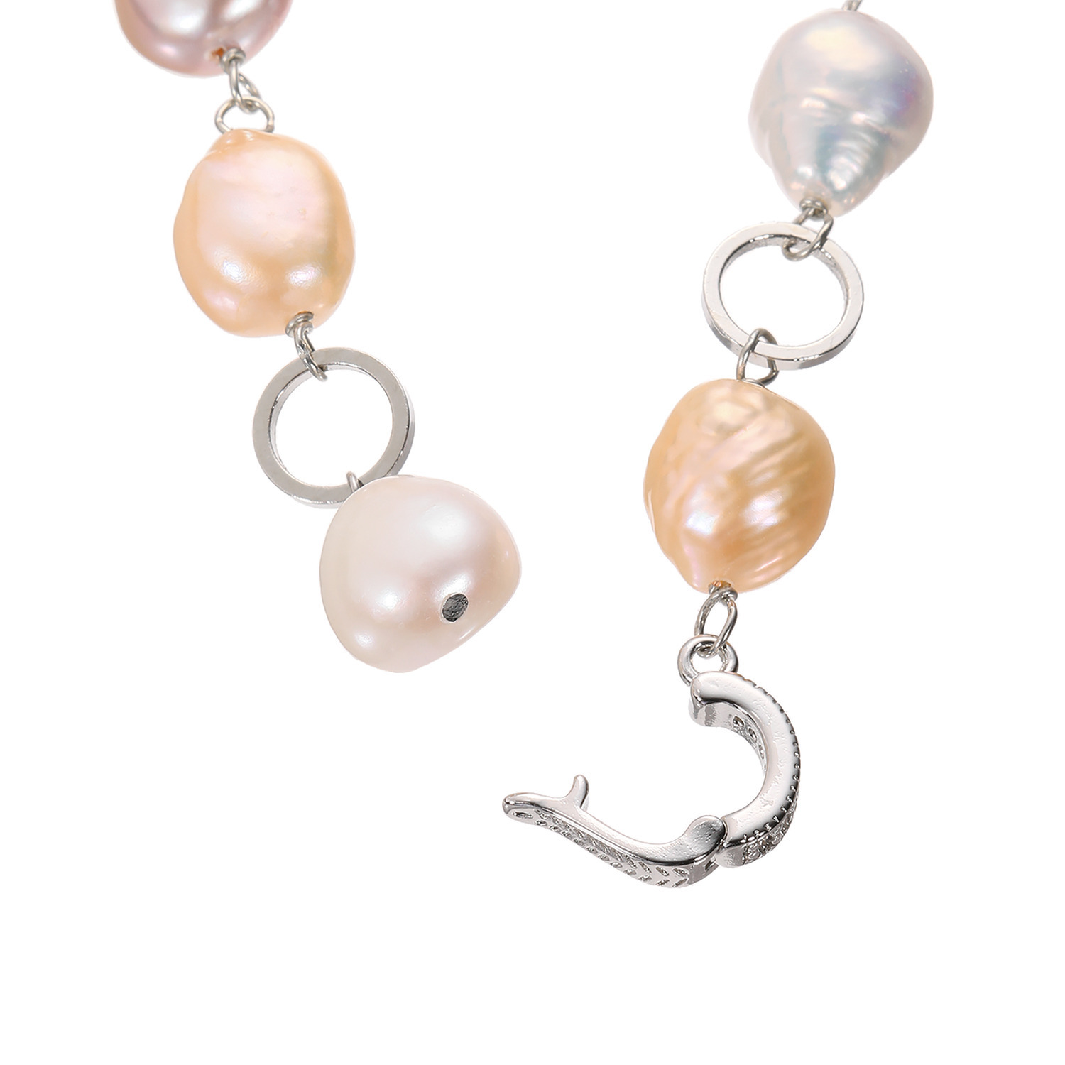 ペレフェリーク 淡水パール ブロッサムマルチカラー メタリック ステーション ロングネックレス