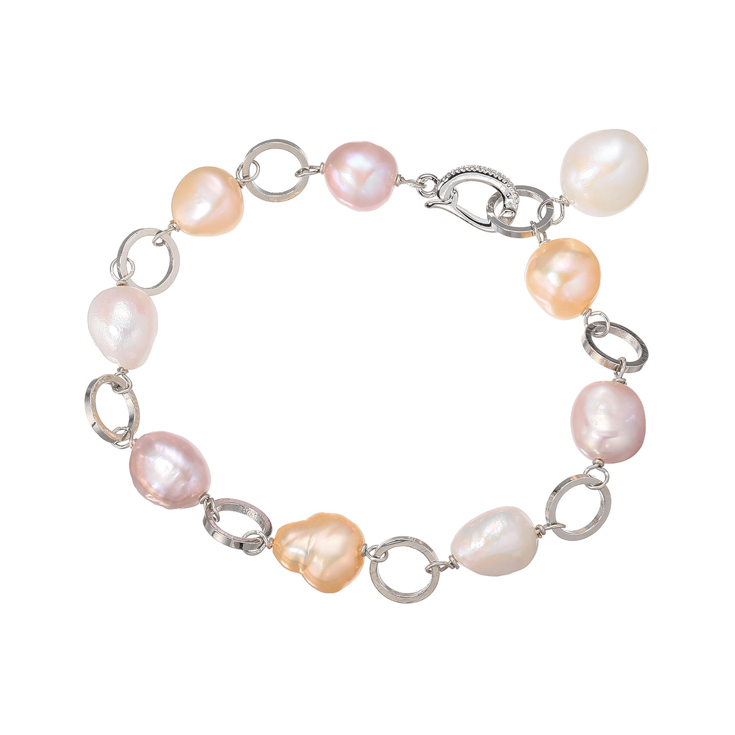 ペレフェリーク 淡水パール ブロッサムマルチカラー メタリック ステーションブレスレット