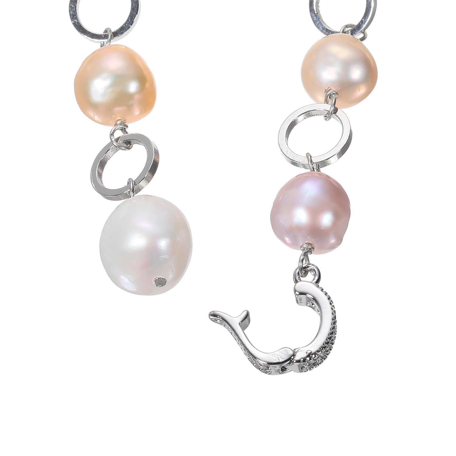 ペレフェリーク 淡水パール ブロッサムマルチカラー メタリック ステーションブレスレット