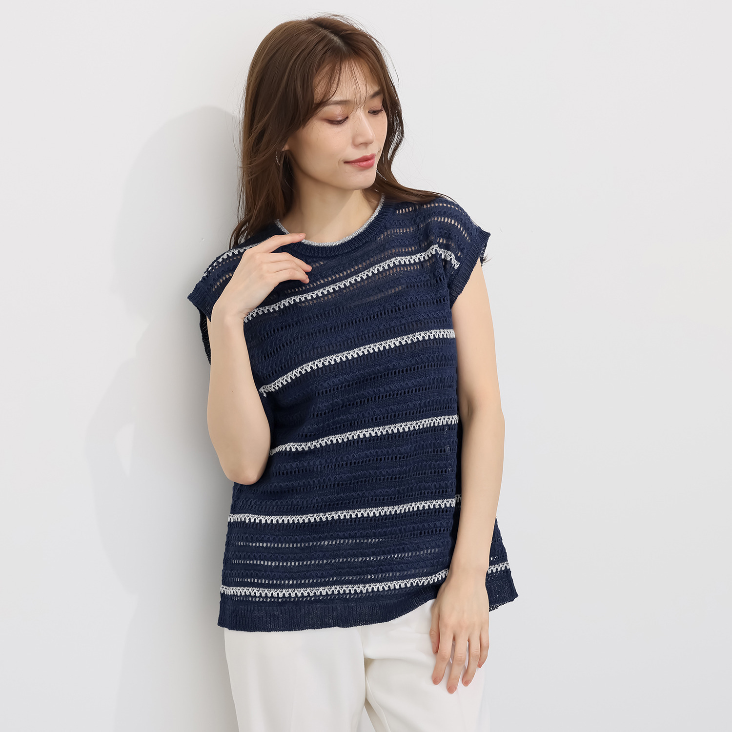 ソアージュ フレンチリネン１００％ リニフィッチオ社製糸使用 透かし柄ベスト