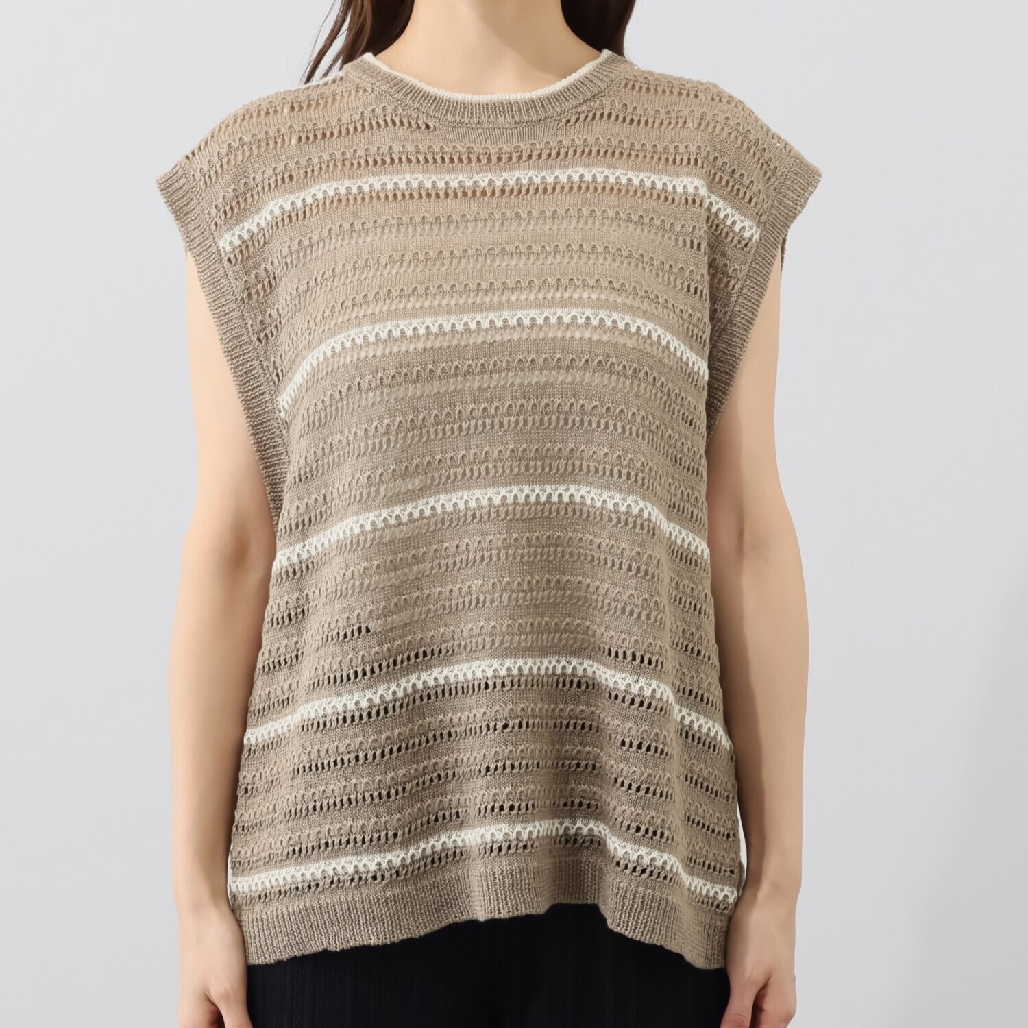 ソアージュ フレンチリネン１００％ リニフィッチオ社製糸使用 透かし柄ベスト