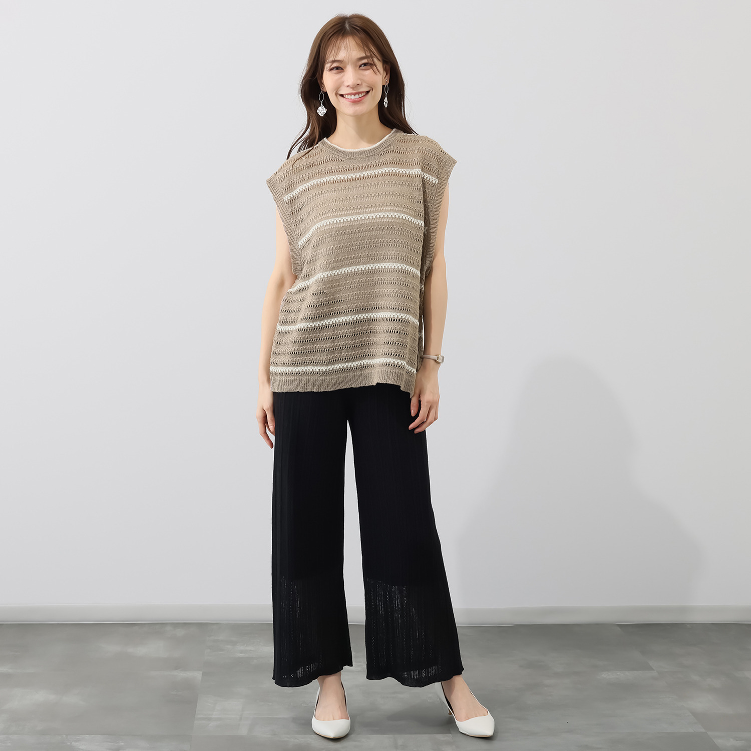 ソアージュ フレンチリネン１００％ リニフィッチオ社製糸使用 透かし柄ベスト