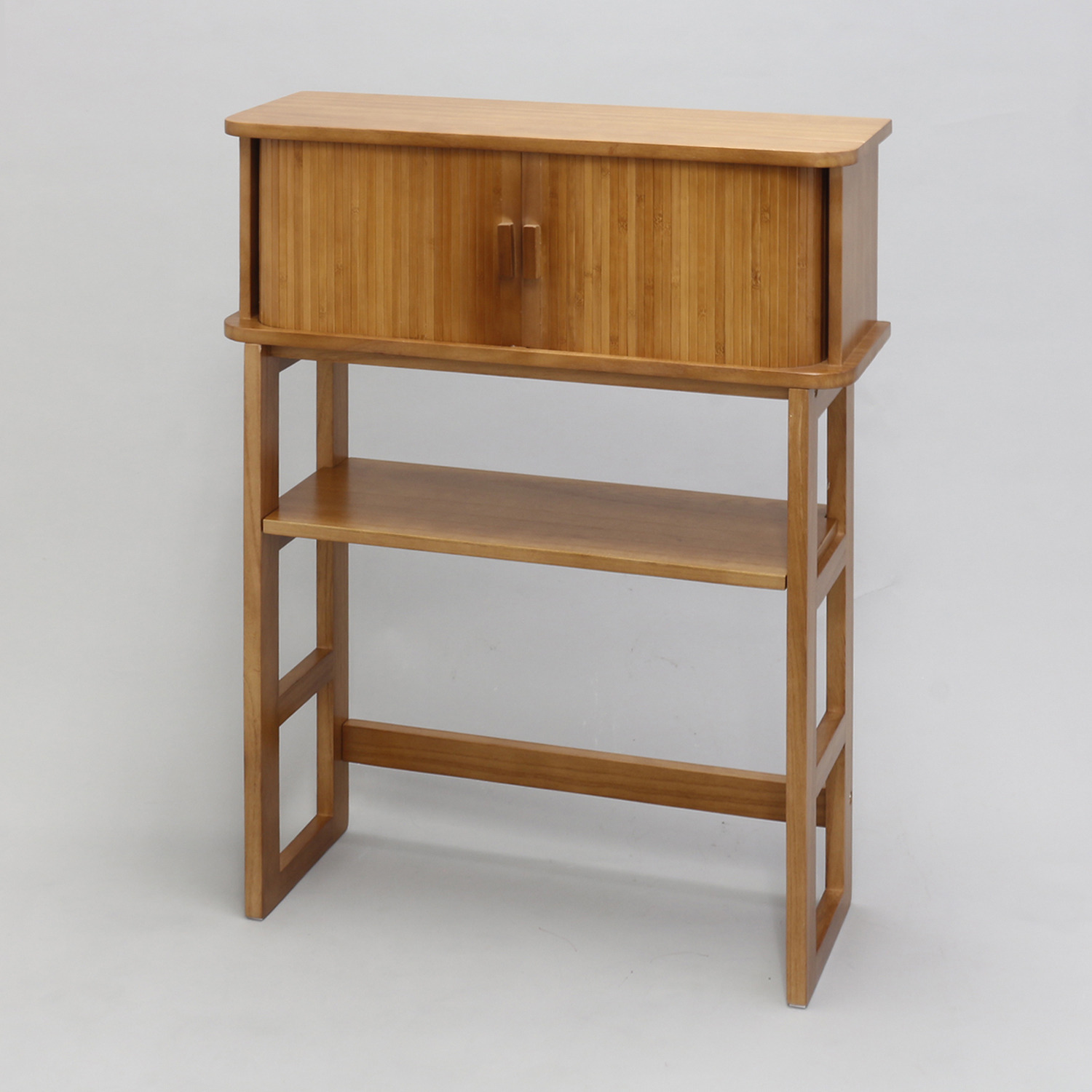 天然木桐材使用 軽量＆スリム 竹製ジャバラ扉式 コンソールテーブル