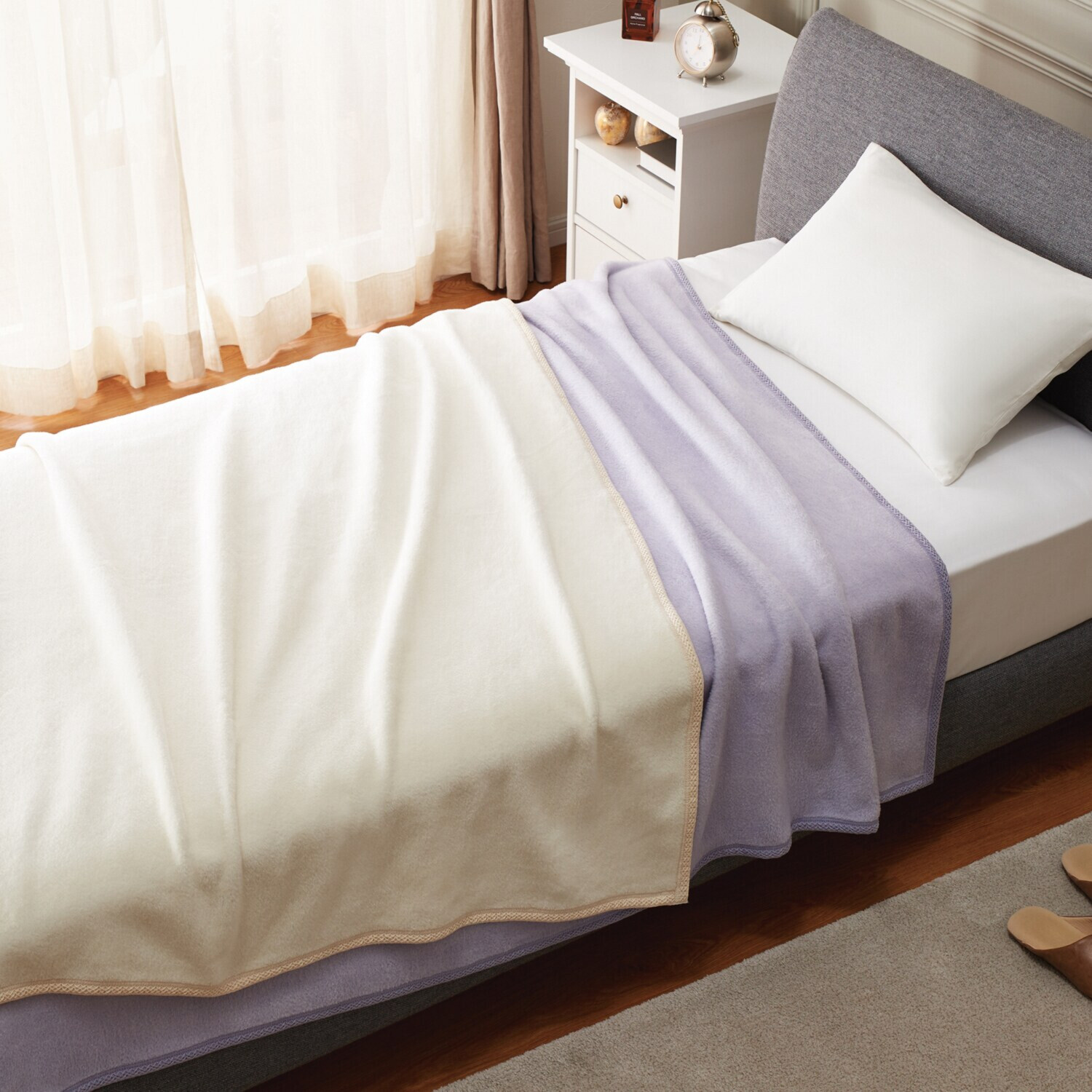 快眠博士 起毛師こだわりの仕上げ 天然シルクの シルクオーラ美 掛け毛布 ＜ダブル＞