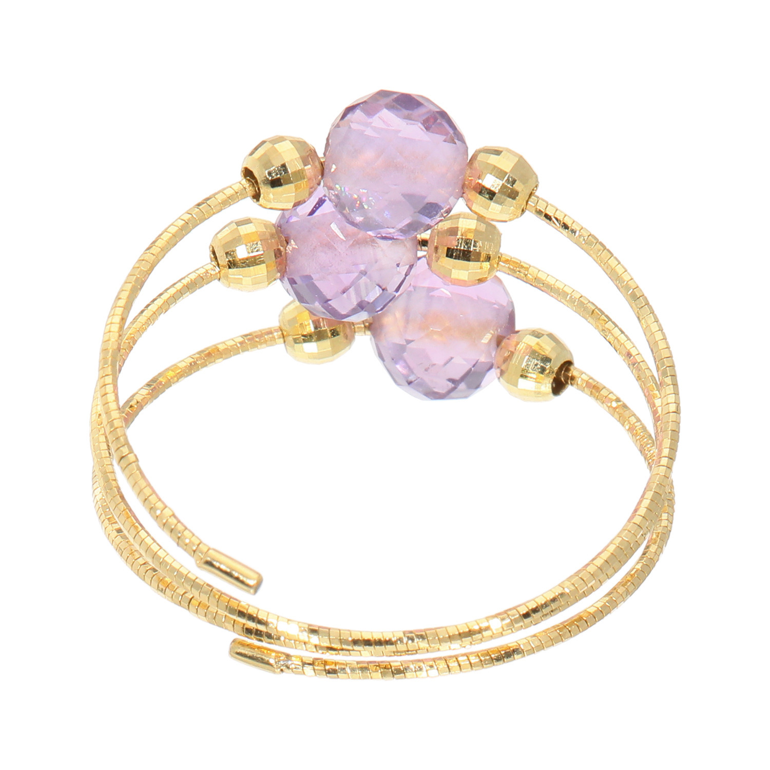 アルテッロ １８Ｋ アメシスト＆ ミラーボール フレキシブルリング