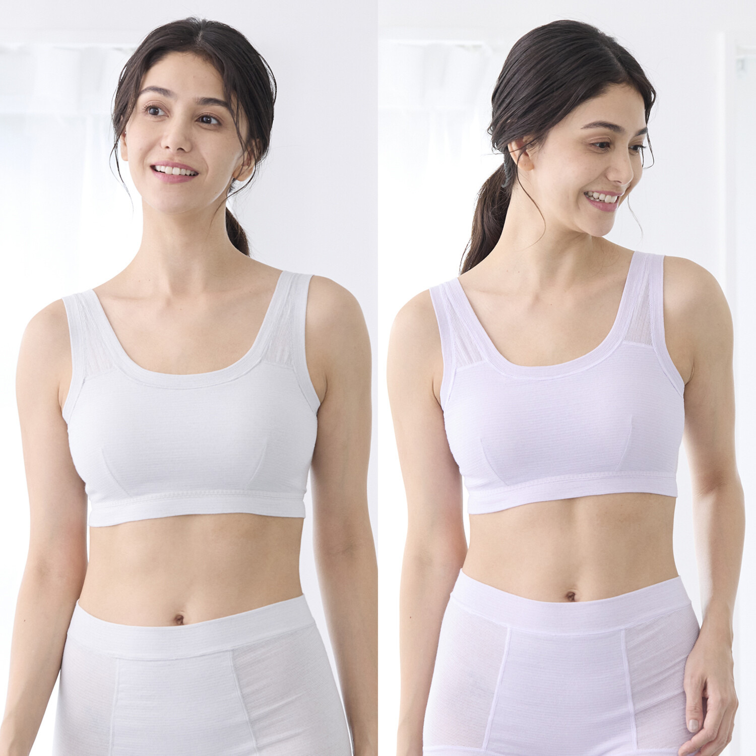 丸福ガーゼ 吸水速乾・抗菌防臭 綿モダール混 ノンワイヤーブラジャー ２枚セット