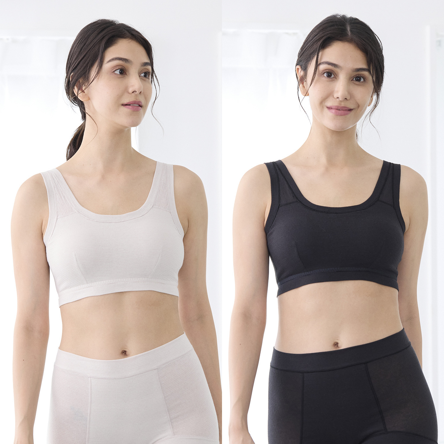 丸福ガーゼ 吸水速乾・抗菌防臭 綿モダール混 ノンワイヤーブラジャー ２枚セット