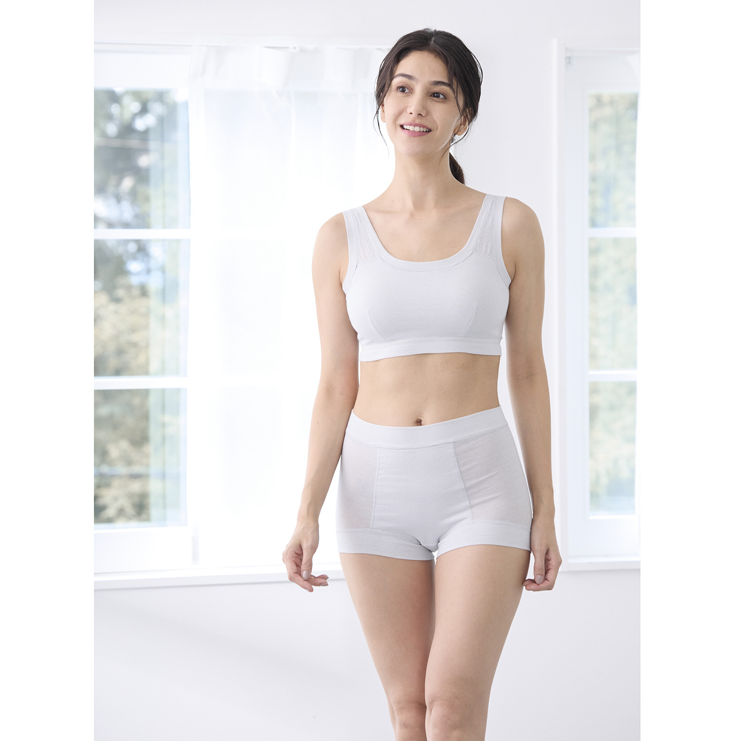 丸福ガーゼ 吸水速乾・抗菌防臭 綿モダール混 ノンワイヤーブラジャー ２枚セット