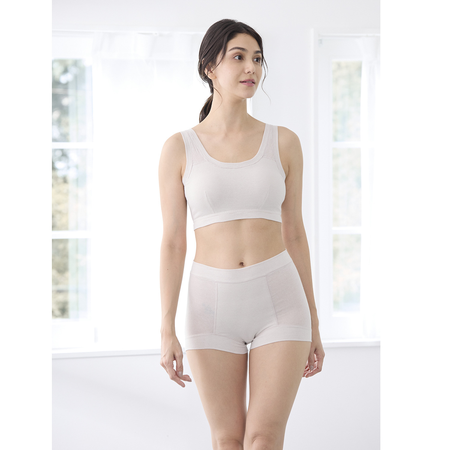 丸福ガーゼ 吸水速乾・抗菌防臭 綿モダール混 ノンワイヤーブラジャー ２枚セット