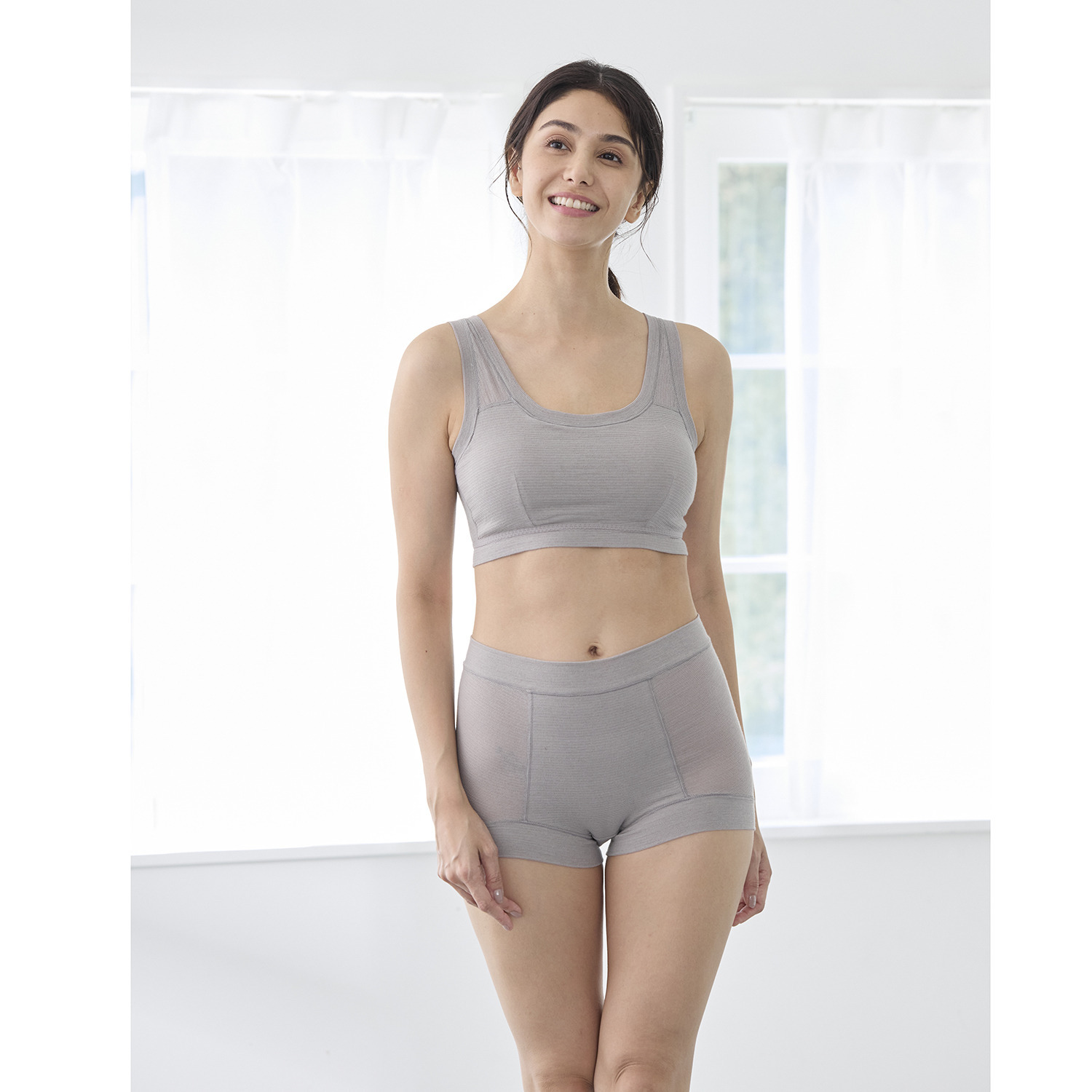 丸福ガーゼ 吸水速乾・抗菌防臭 綿モダール混 ノンワイヤーブラジャー ２枚セット