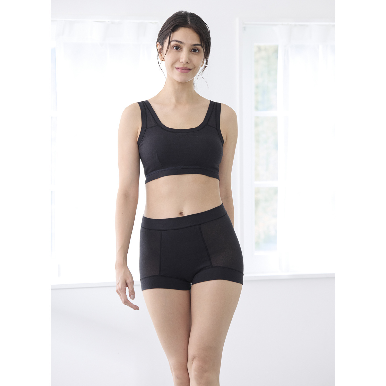 丸福ガーゼ 吸水速乾・抗菌防臭 綿モダール混 極上らくちん 一分丈ショーツ２枚セット