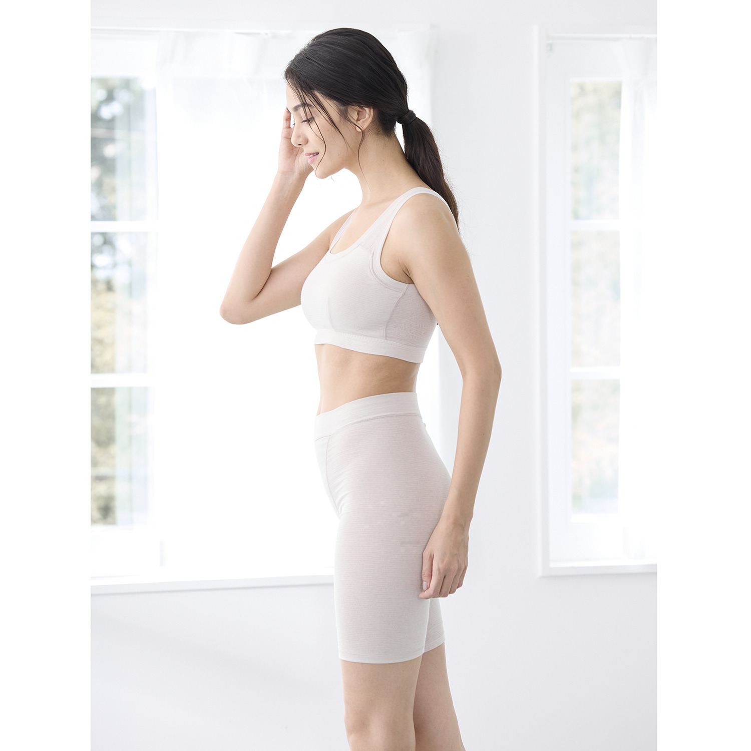 丸福ガーゼ 吸水速乾・抗菌防臭 綿モダール混 三分丈ショーツ ２枚セット