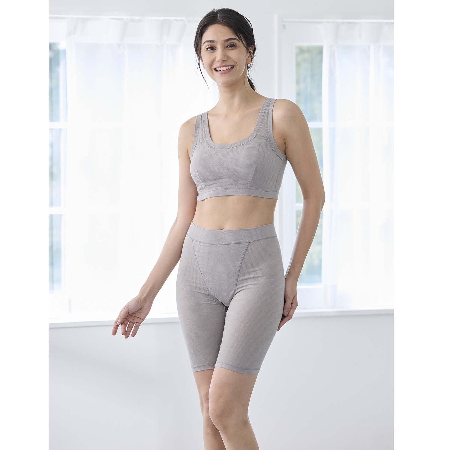 丸福ガーゼ 吸水速乾・抗菌防臭 綿モダール混 三分丈ショーツ ２枚セット