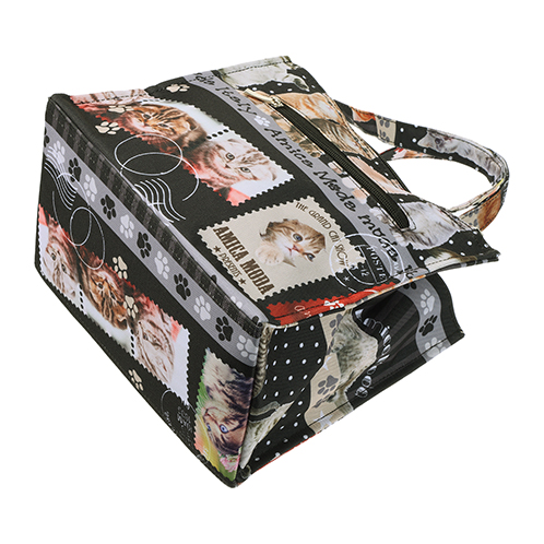 ラルジュ キャットスタンプボーダー スクエアトートバッグ