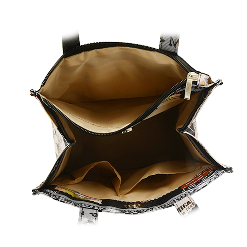 ラルジュ キャットスタンプボーダー スクエアトートバッグ