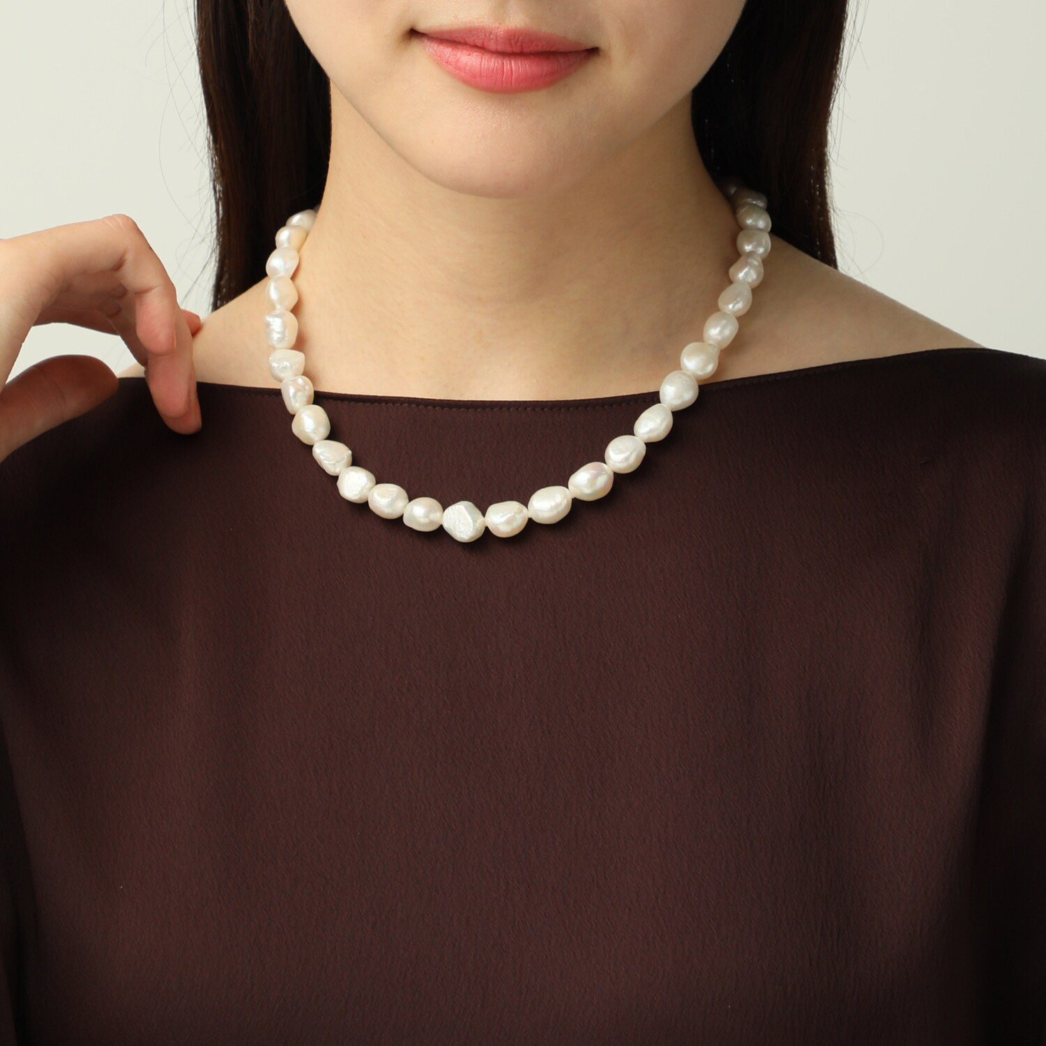 パールウェイズ シルバー 淡水バロックパール チョーカーネックレス