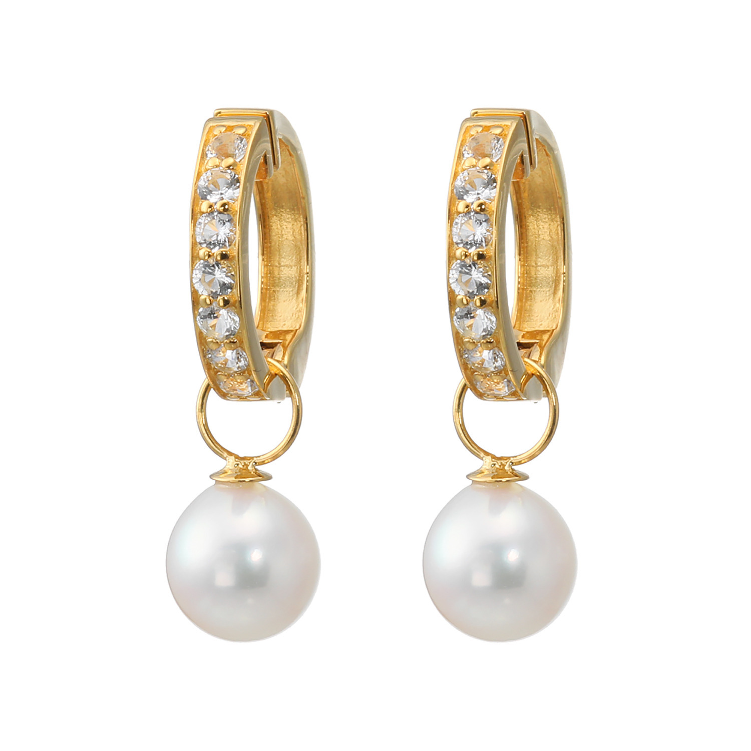 パール　ユリマ シルバー 宇和島産　無調色越物 アコヤパール＆ ホワイトトパーズ イヤーフィット マルチウェイイヤリング