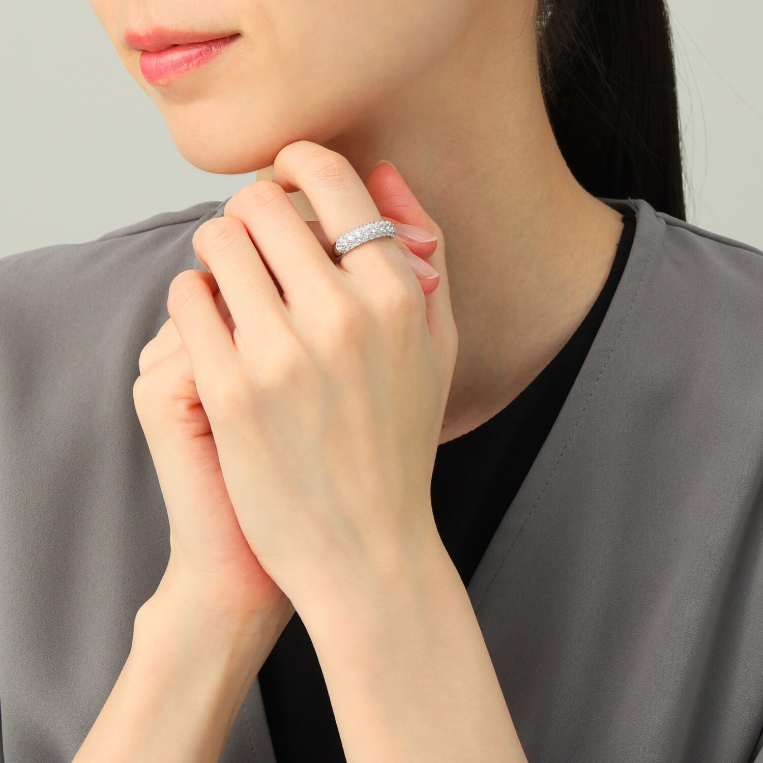 ステングレイス サージカルステンレス プレシオサ社製ＣＺ ふっくらゴージャス パヴェリング