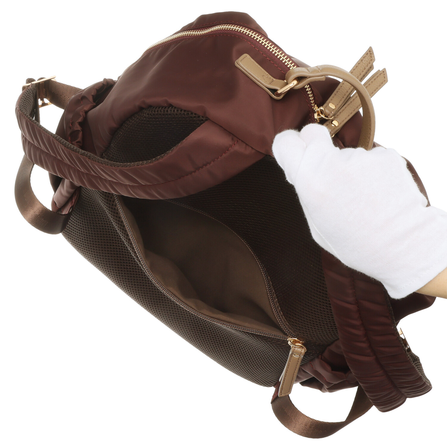 モニカ はっ水・軽量 グロッシーナイロン ギャザーバックパック