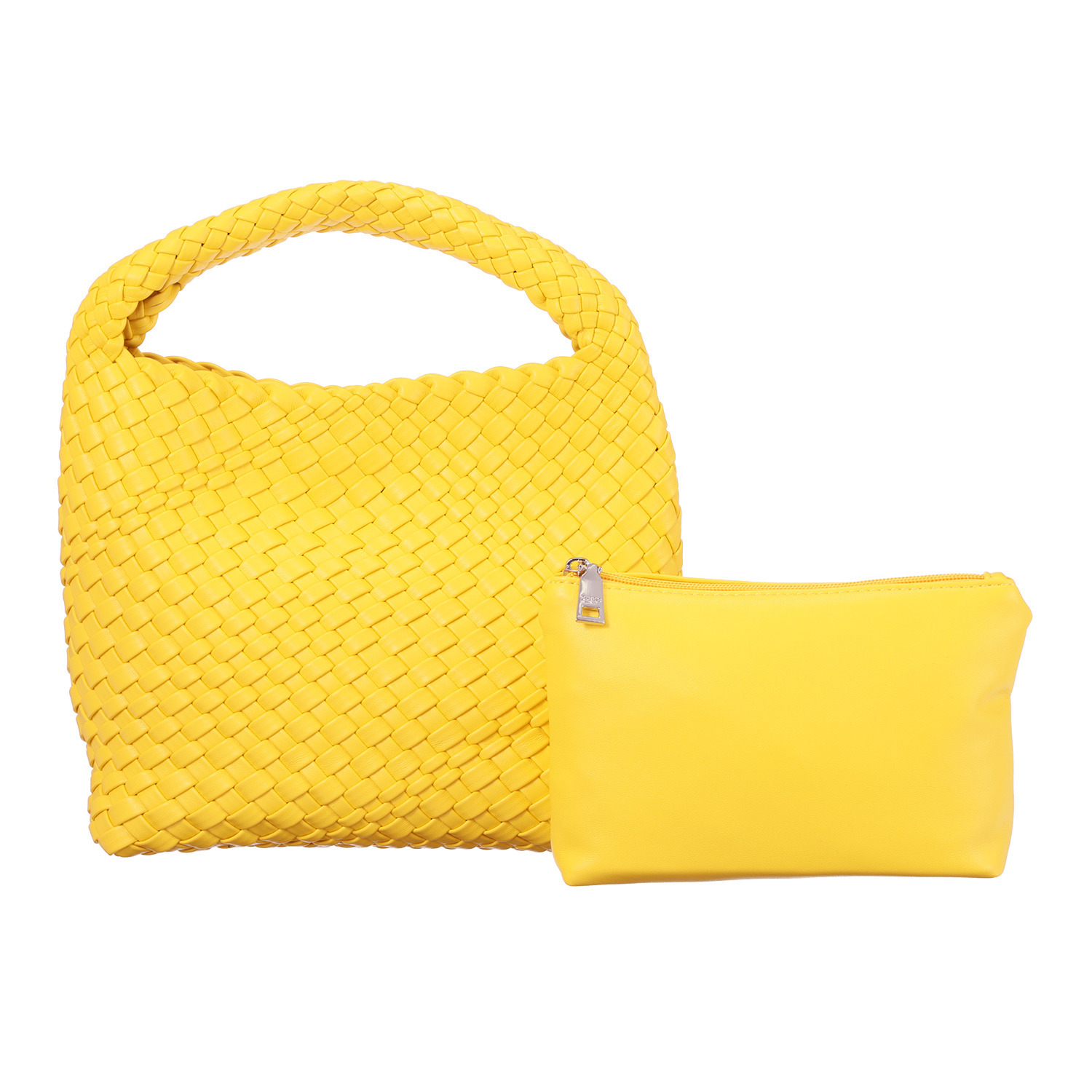 グッシオイタリー ポーチ付 編み込みメッシュ トートバッグ