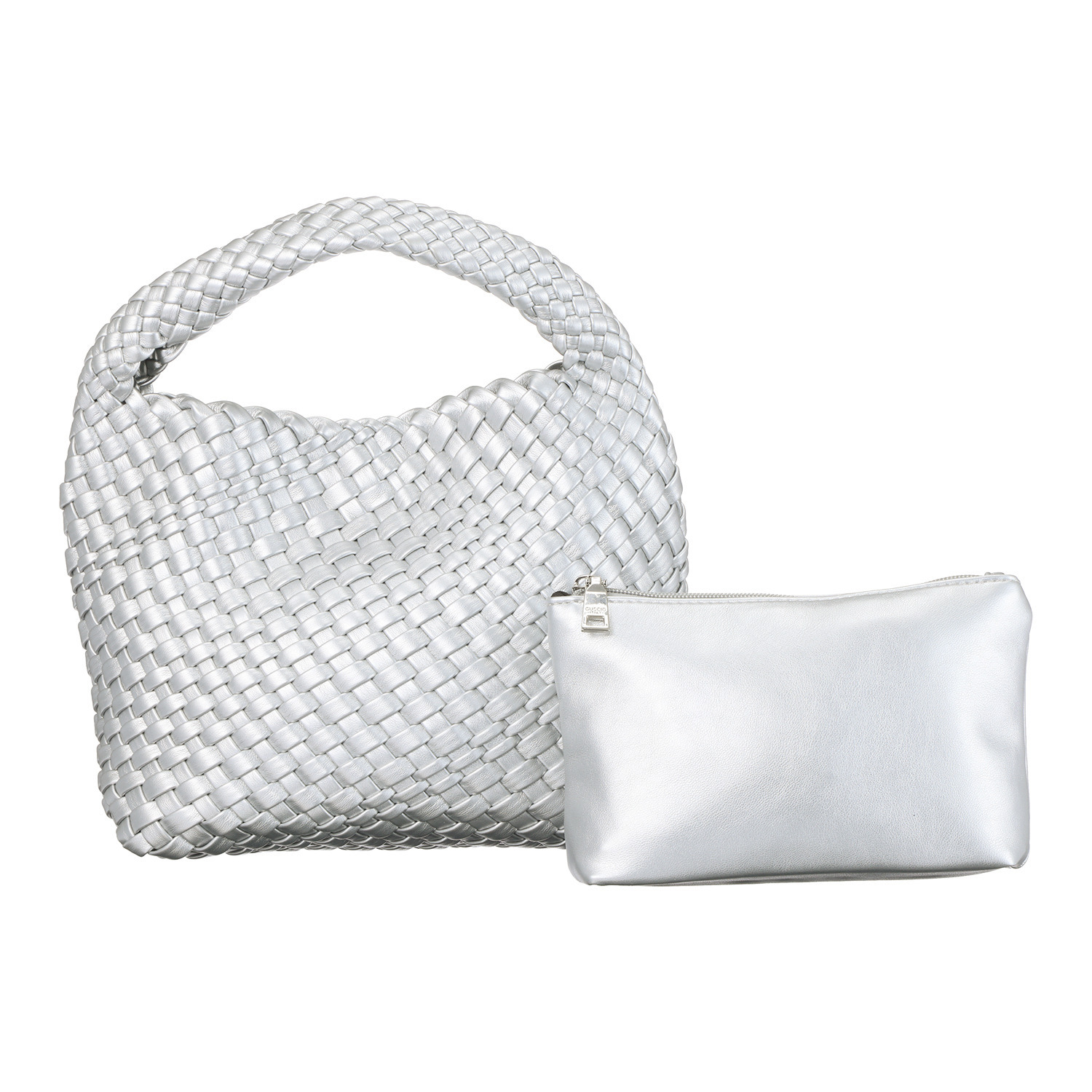 グッシオイタリー ポーチ付 編み込みメッシュ トートバッグ