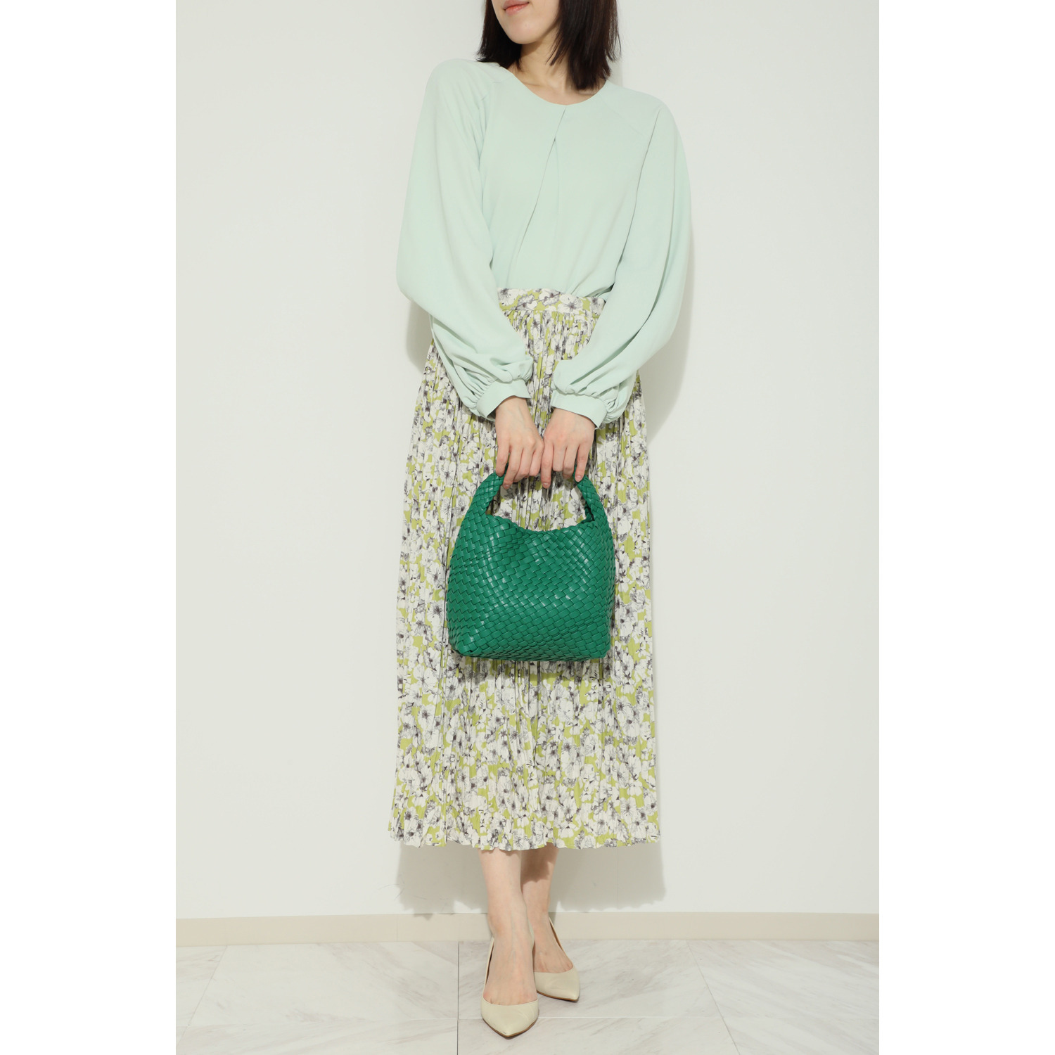 グッシオイタリー ポーチ付 編み込みメッシュ トートバッグ