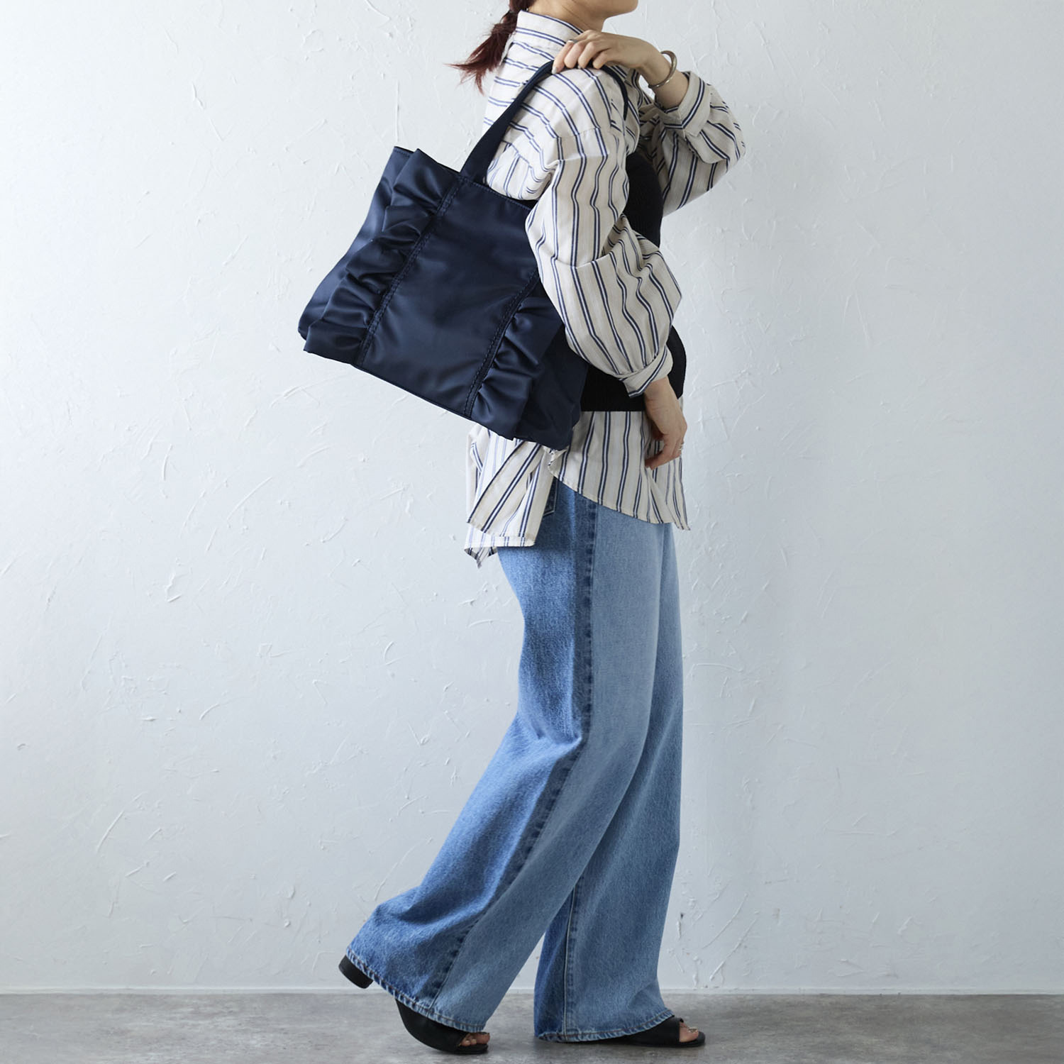 グッシオイタリー フリルアクセント トートバッグ