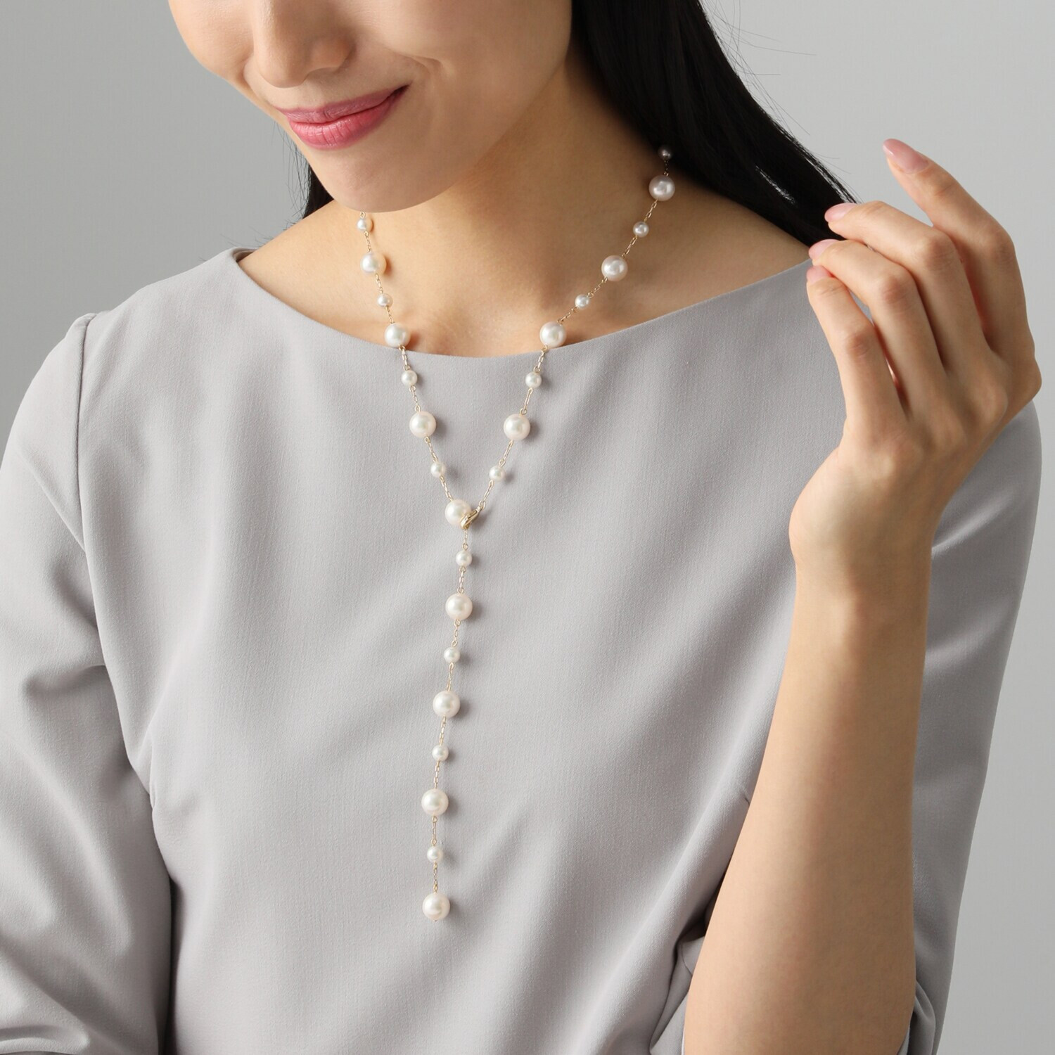 プレミアムパール 泉州の職人技 貝パール グレイスステーション ロングネックレス