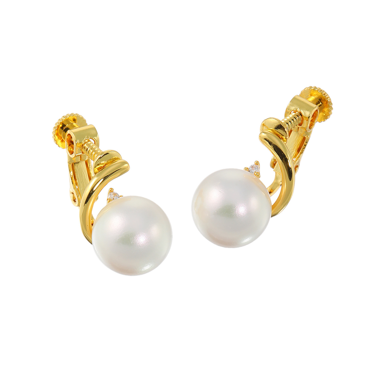 プレミアムパール 泉州の職人技 １０ｍｍＵＰ 貝パール＆ＣＺ ストリームライン イヤリング／ピアス