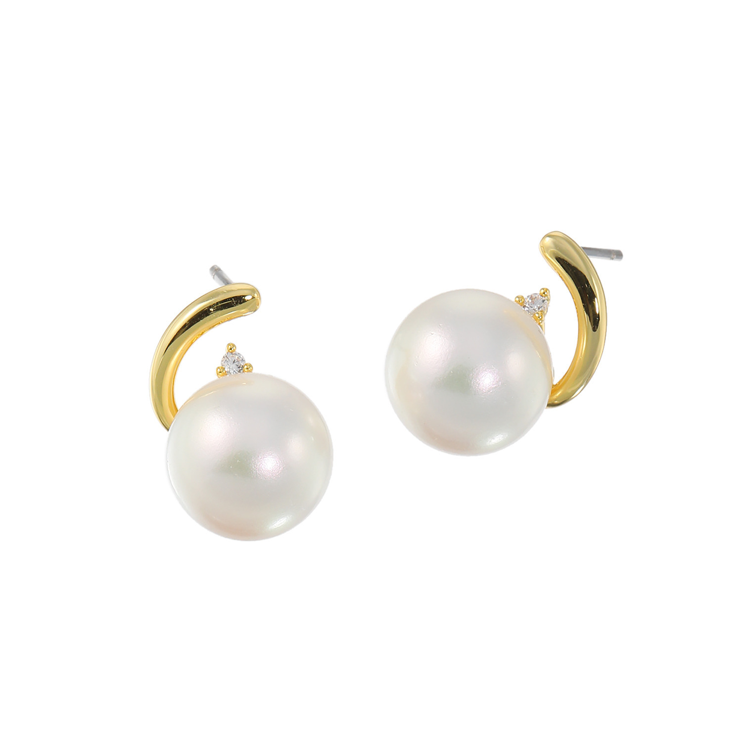 プレミアムパール 泉州の職人技 １０ｍｍＵＰ 貝パール＆ＣＺ ストリームライン イヤリング／ピアス